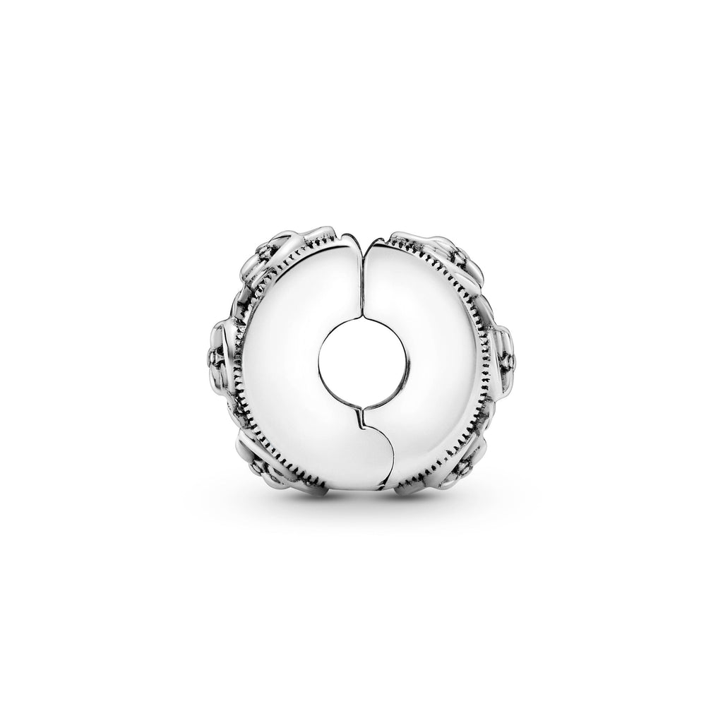 PANDORA Flower Pattern Clip Charm Sterling Silver Floral Charms Bracelet Charm Jewelry Gift