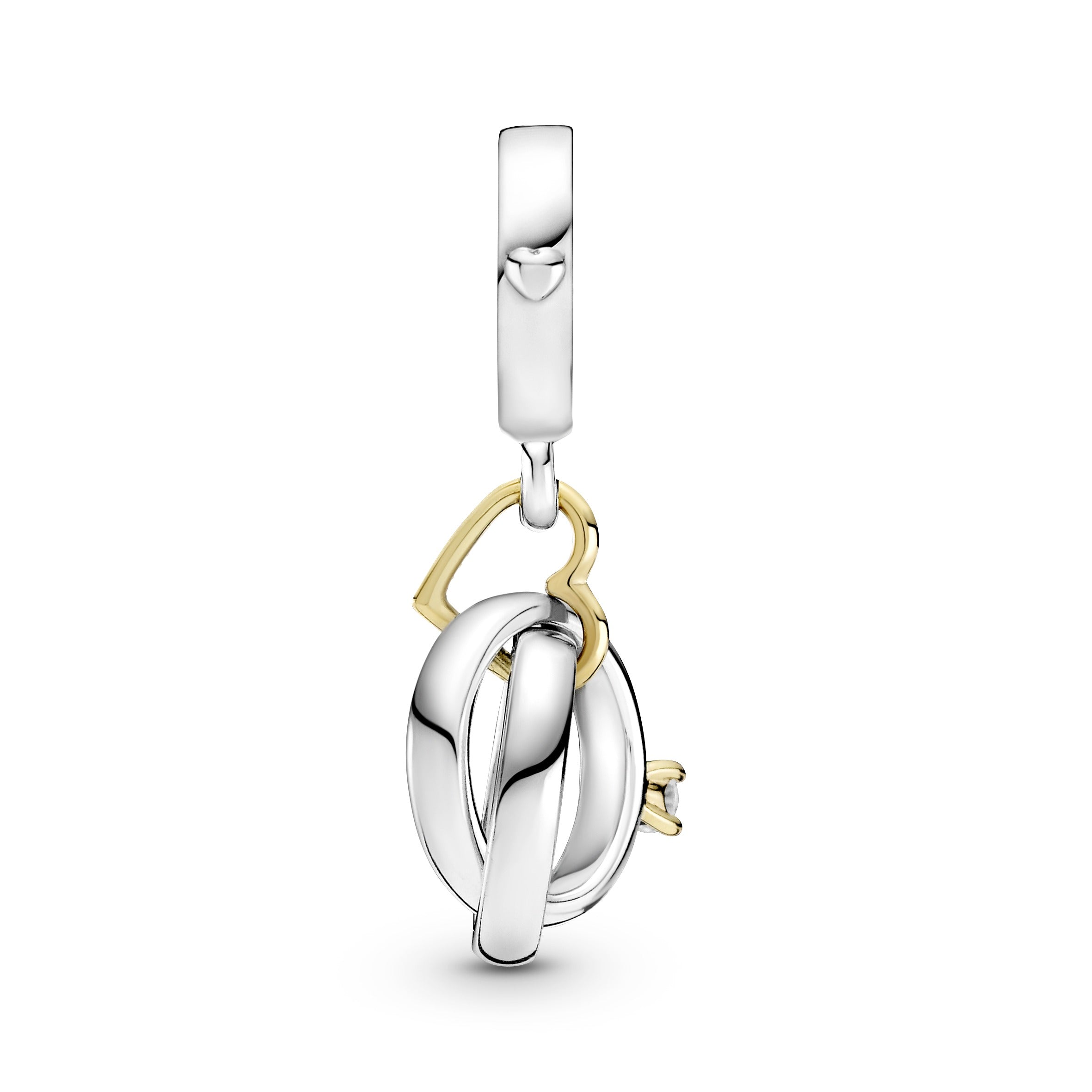 PANDORA Two-tone Wedding Rings Dangle Charm 14K Gold Love Charms Bracelet Charm Jewelry Gift