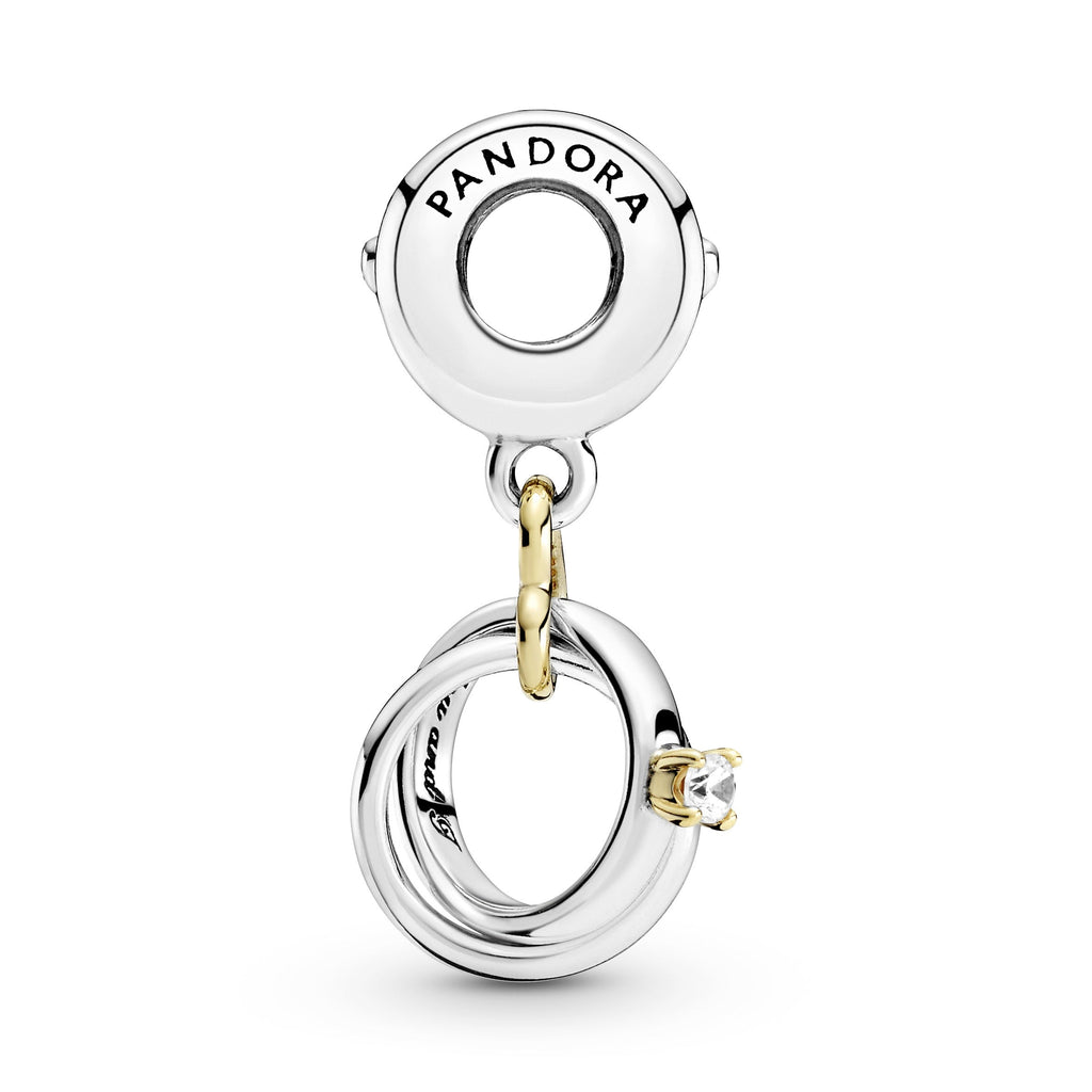 PANDORA Two-tone Wedding Rings Dangle Charm 14K Gold Love Charms Bracelet Charm Jewelry Gift