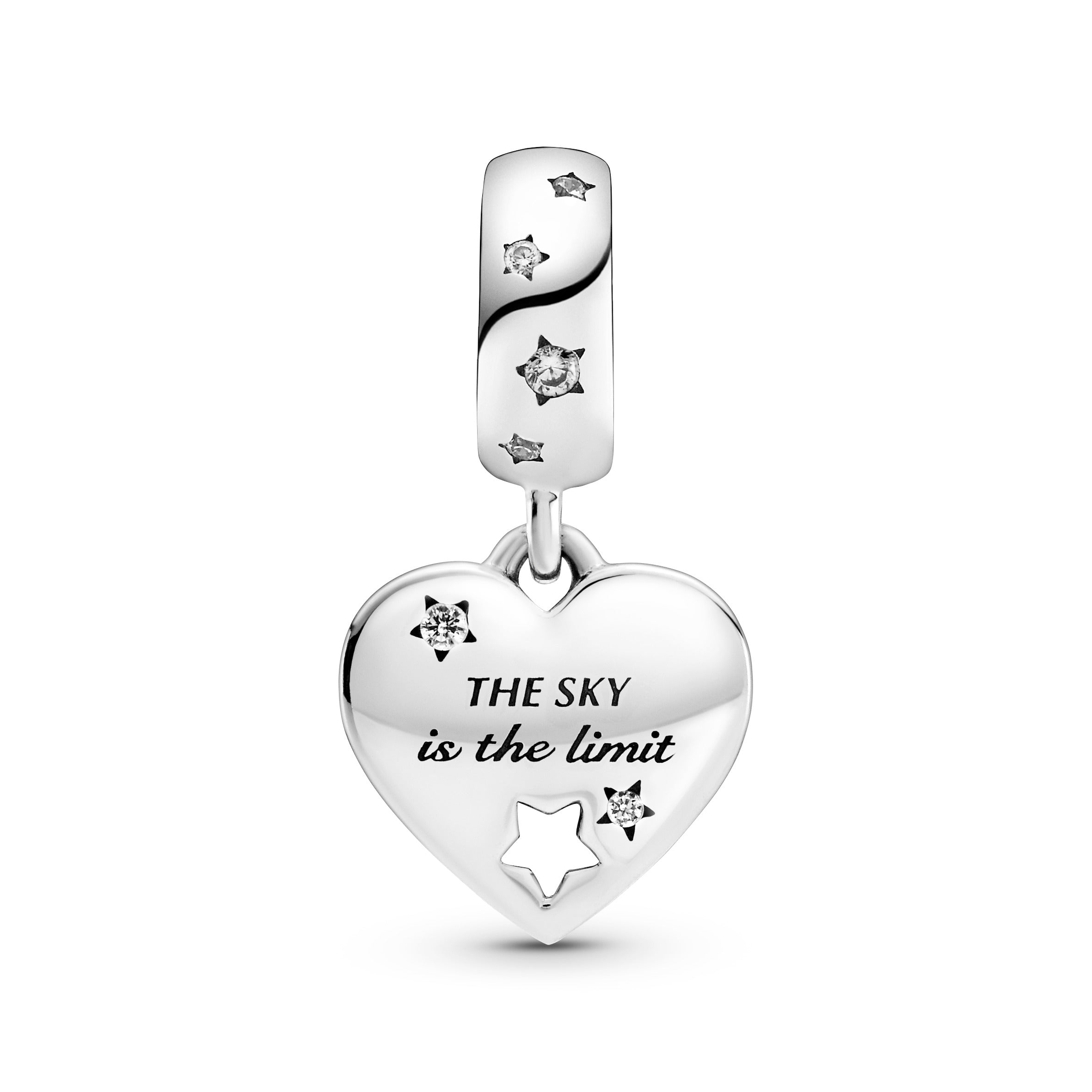 PANDORA Congratulations Heart And Stars Dangle Charm Cubic Zirconia Silver Charms Bracelet Charm Jewelry Gift
