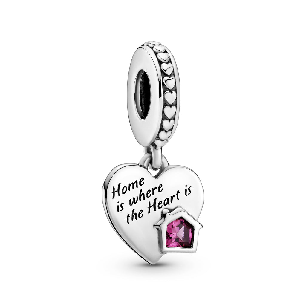 PANDORA Love My Home Heart Dangle Charm Sterling Silver Pink Family And Friends Charms Bracelet Charm Jewelry Gift