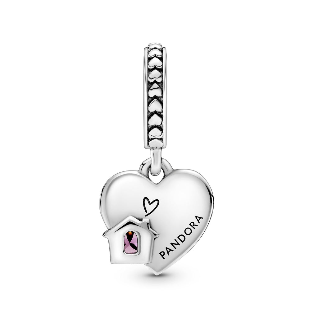 PANDORA Love My Home Heart Dangle Charm Sterling Silver Pink Family And Friends Charms Bracelet Charm Jewelry Gift