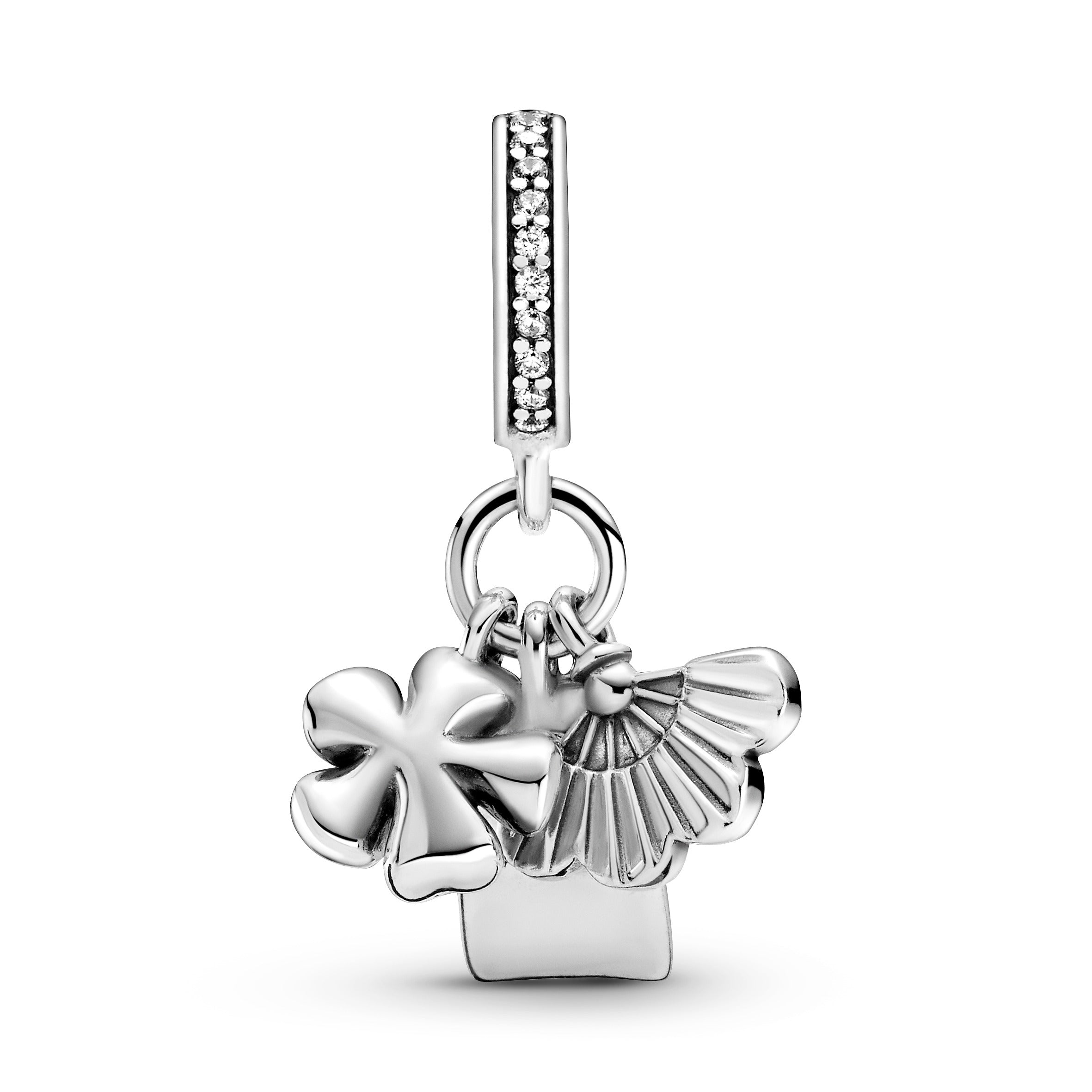 PANDORA Japanese Sakura Omamori And Fan Dangle Charm Cubic Zirconia Multi-colour Travel Charms Bracelet Charm Jewelry Gift