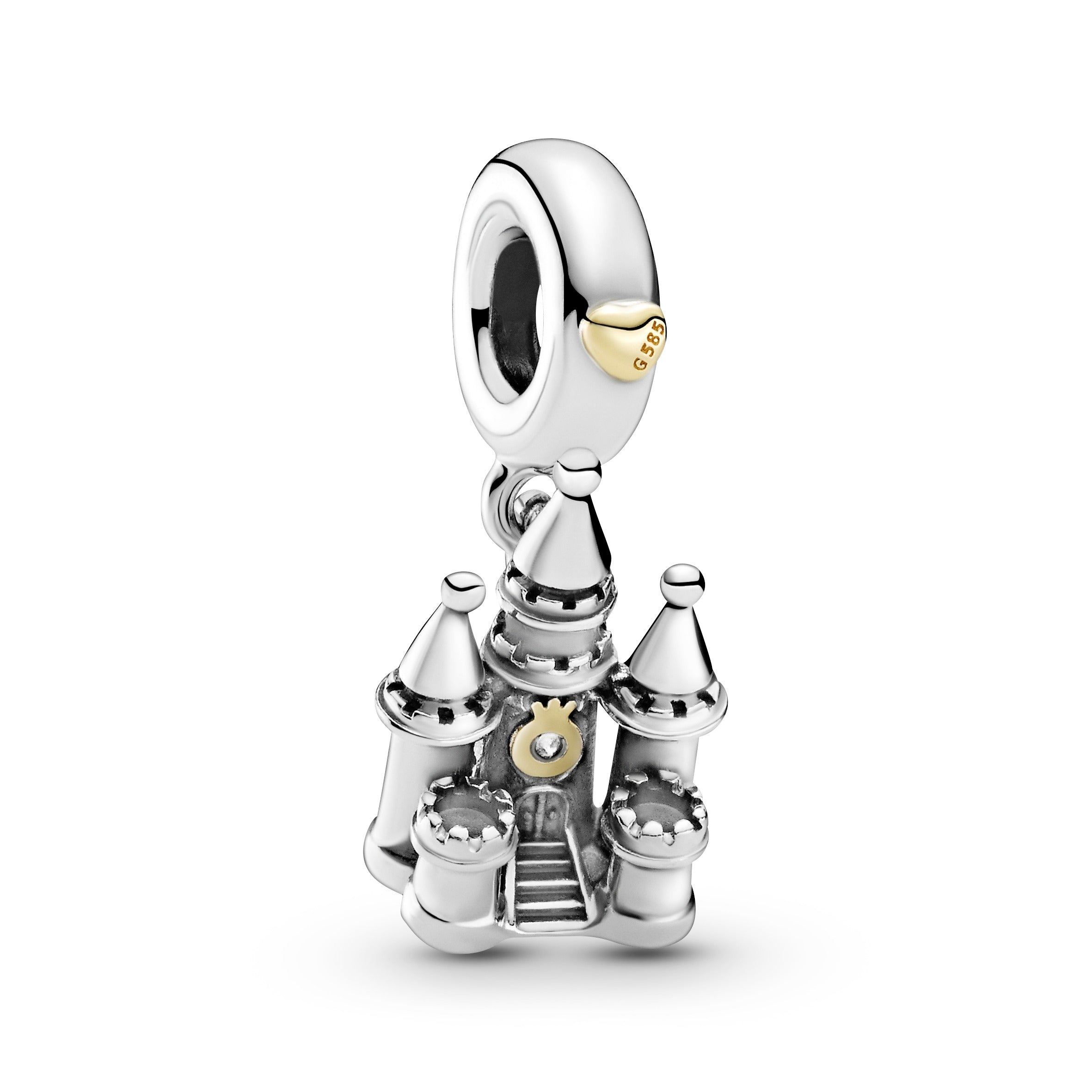 PANDORA Two-tone Castle Dangle Charm 14K Gold Charms Bracelet Charm Jewelry Gift