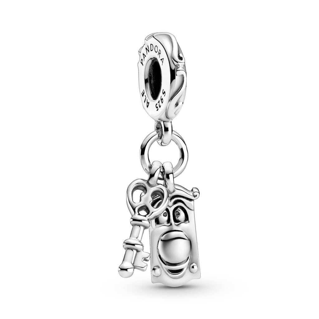 PANDORA Disney Alice In Wonderland Key And Door Knob Dangle Charm Sterling Silver Disney X PANDORA Charms Bracelet Charm Jewelry Gift