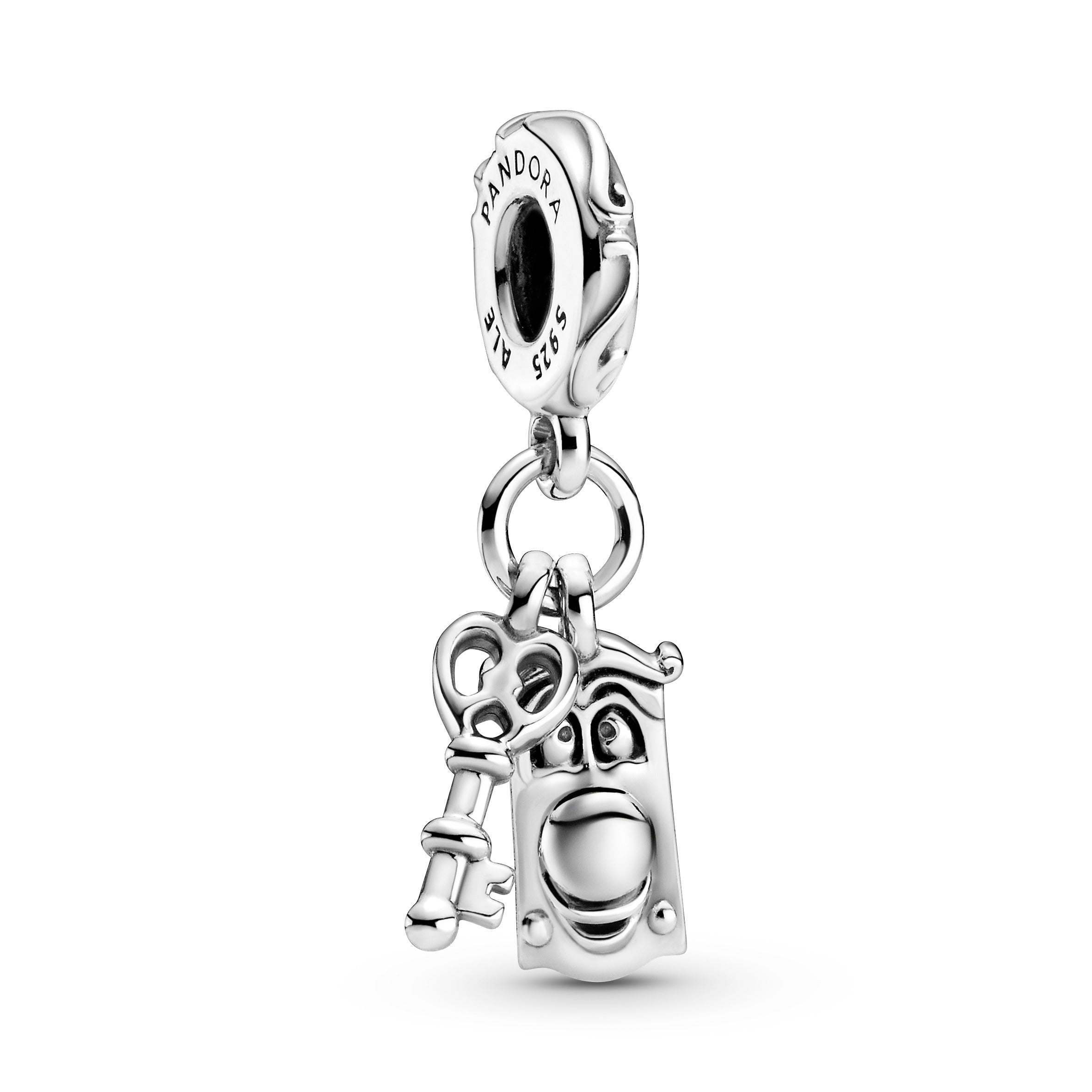 PANDORA Disney Alice In Wonderland Key And Door Knob Dangle Charm Sterling Silver Disney X PANDORA Charms Bracelet Charm Jewelry Gift