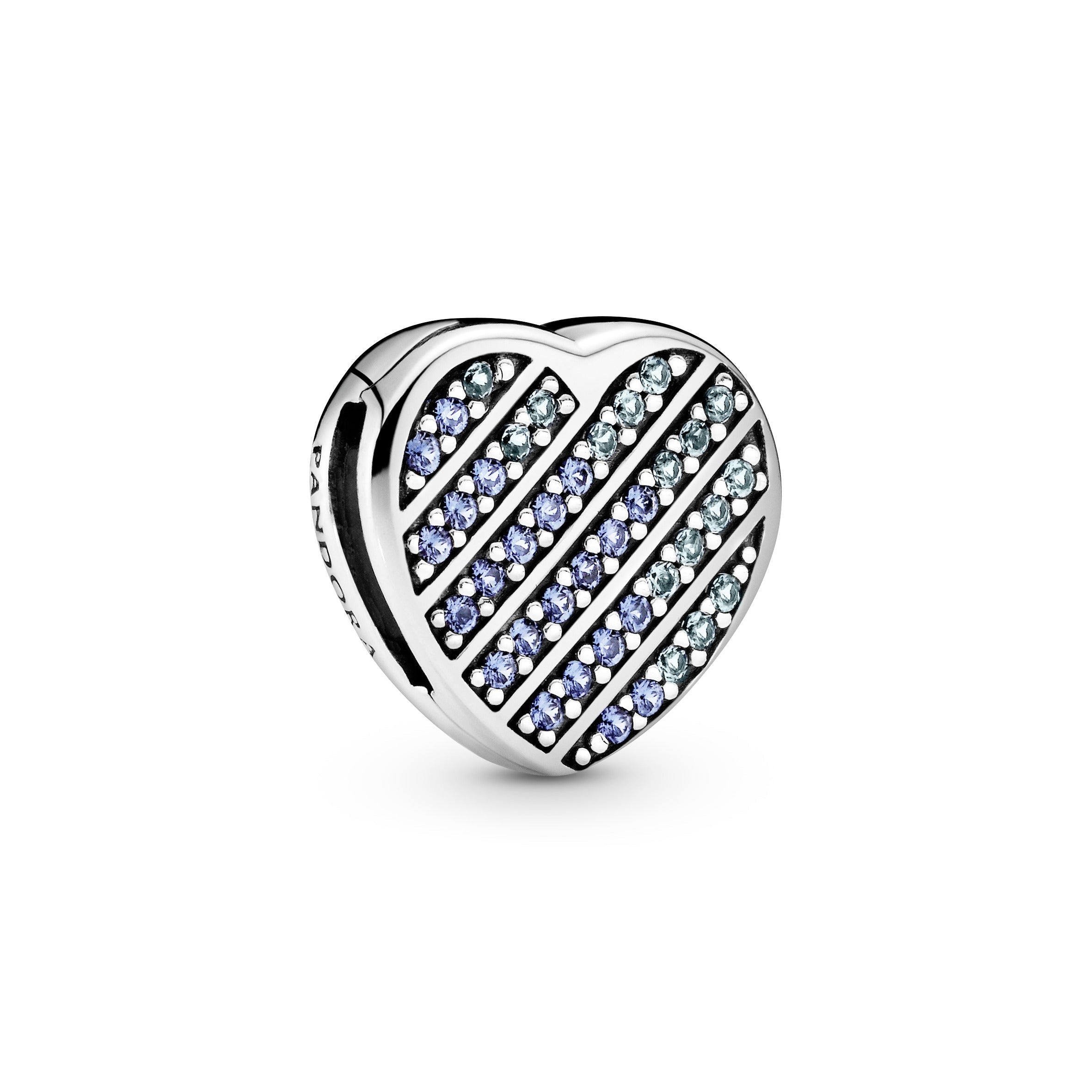 PANDORA Reflexions Blue Pavé Heart Clip Charm Cubic Zirconia Love Charms Bracelet Charm Jewelry Gift