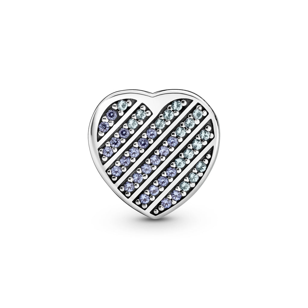 PANDORA Reflexions Blue Pavé Heart Clip Charm Cubic Zirconia Love Charms Bracelet Charm Jewelry Gift