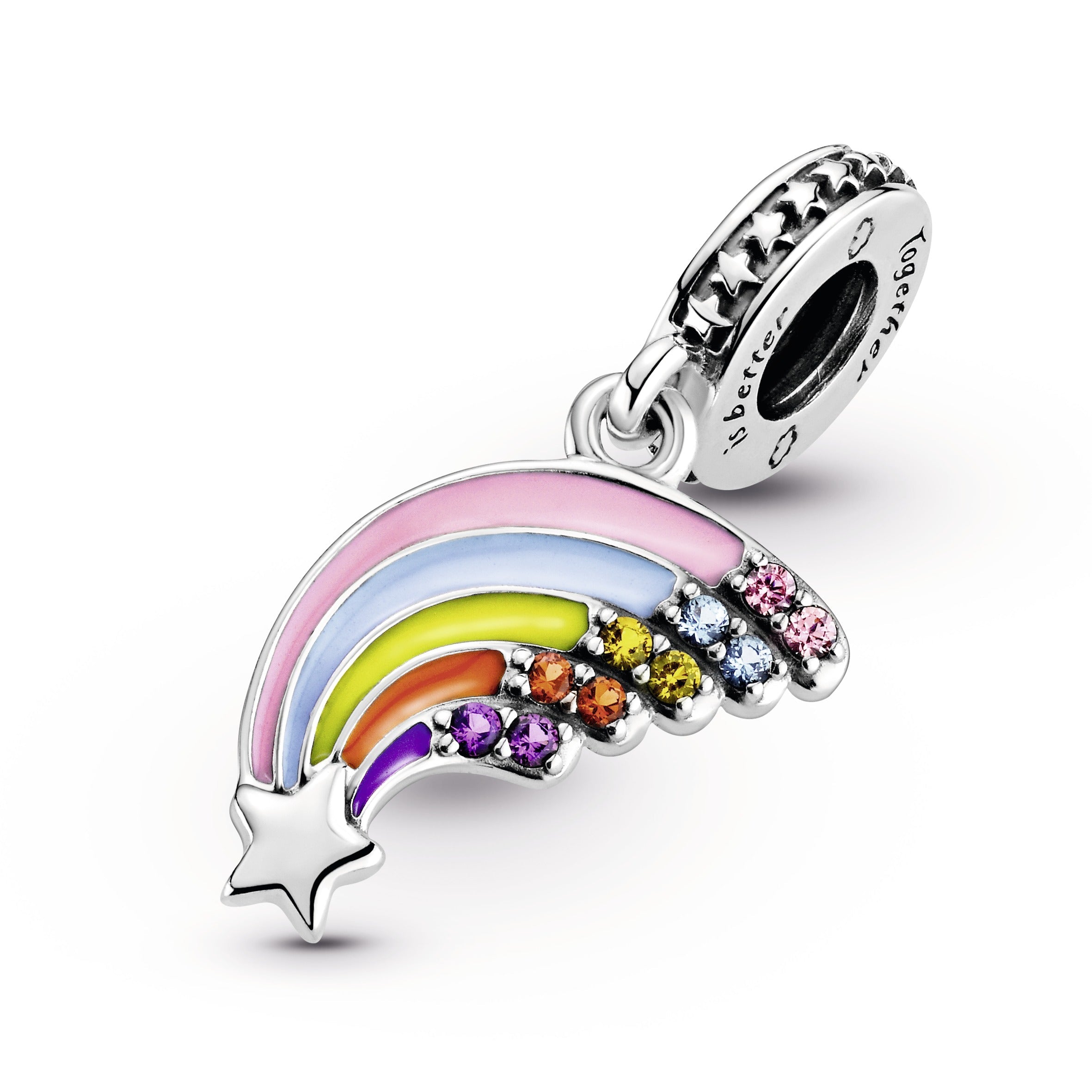PANDORA Colourful Rainbow Dangle Charm Cubic Zirconia Blue Nature Charms Bracelet Charm Jewelry Gift