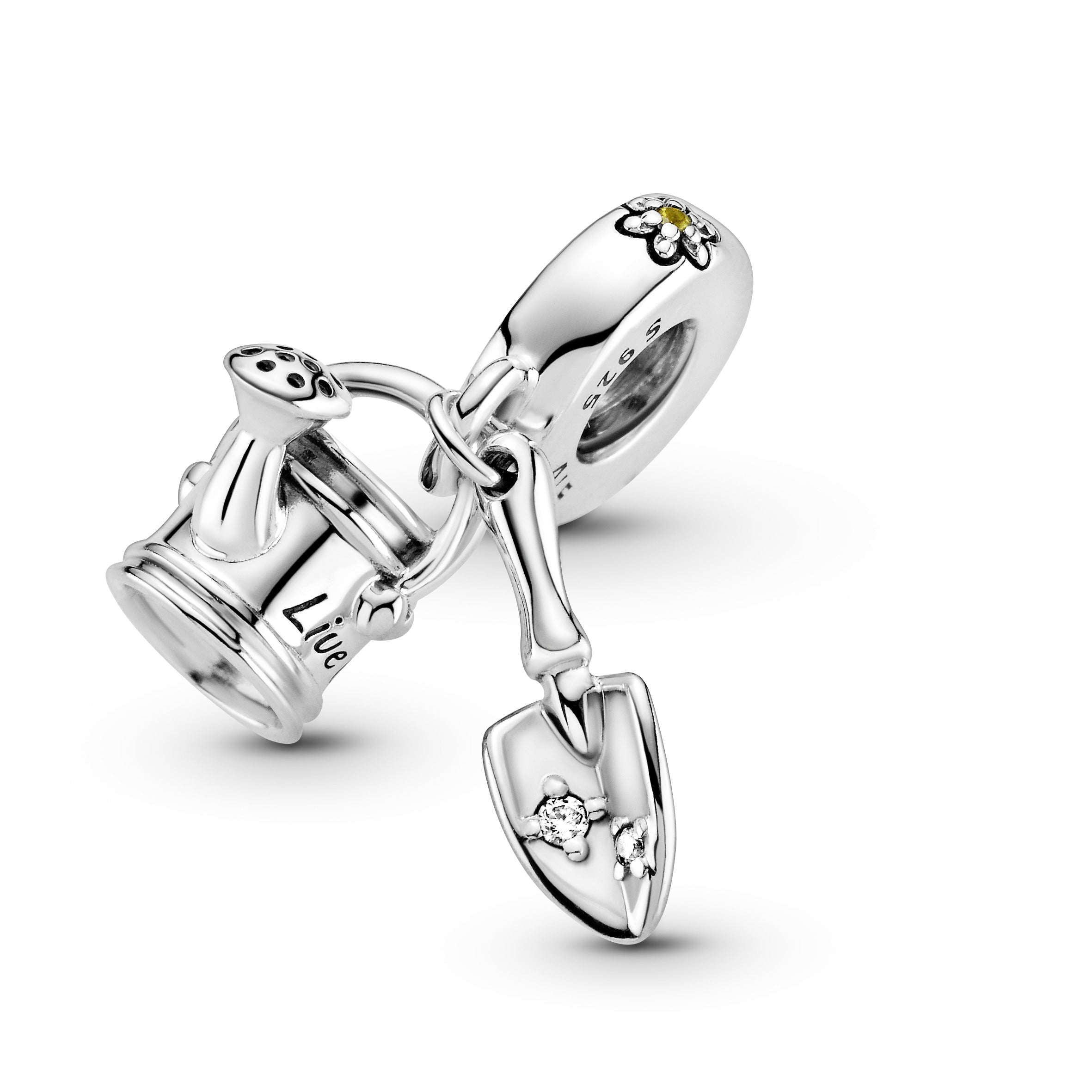 PANDORA Watering Can And Trowel Dangle Charm Cubic Zirconia Floral Charms Bracelet Charm Jewelry Gift