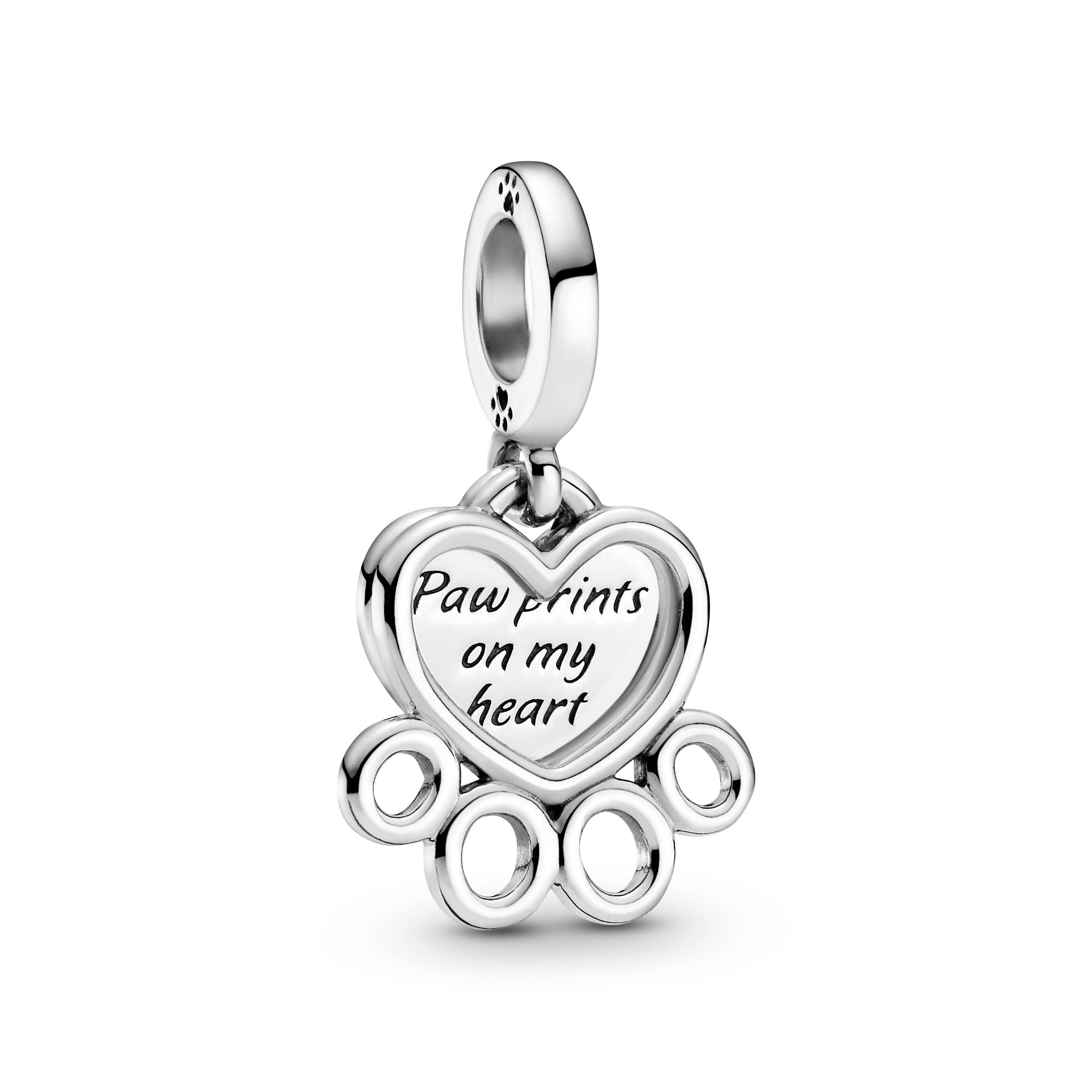 PANDORA Hearts And Paw Print Dangle Charm Sterling Silver Animals Charms Bracelet Charm Jewelry Gift