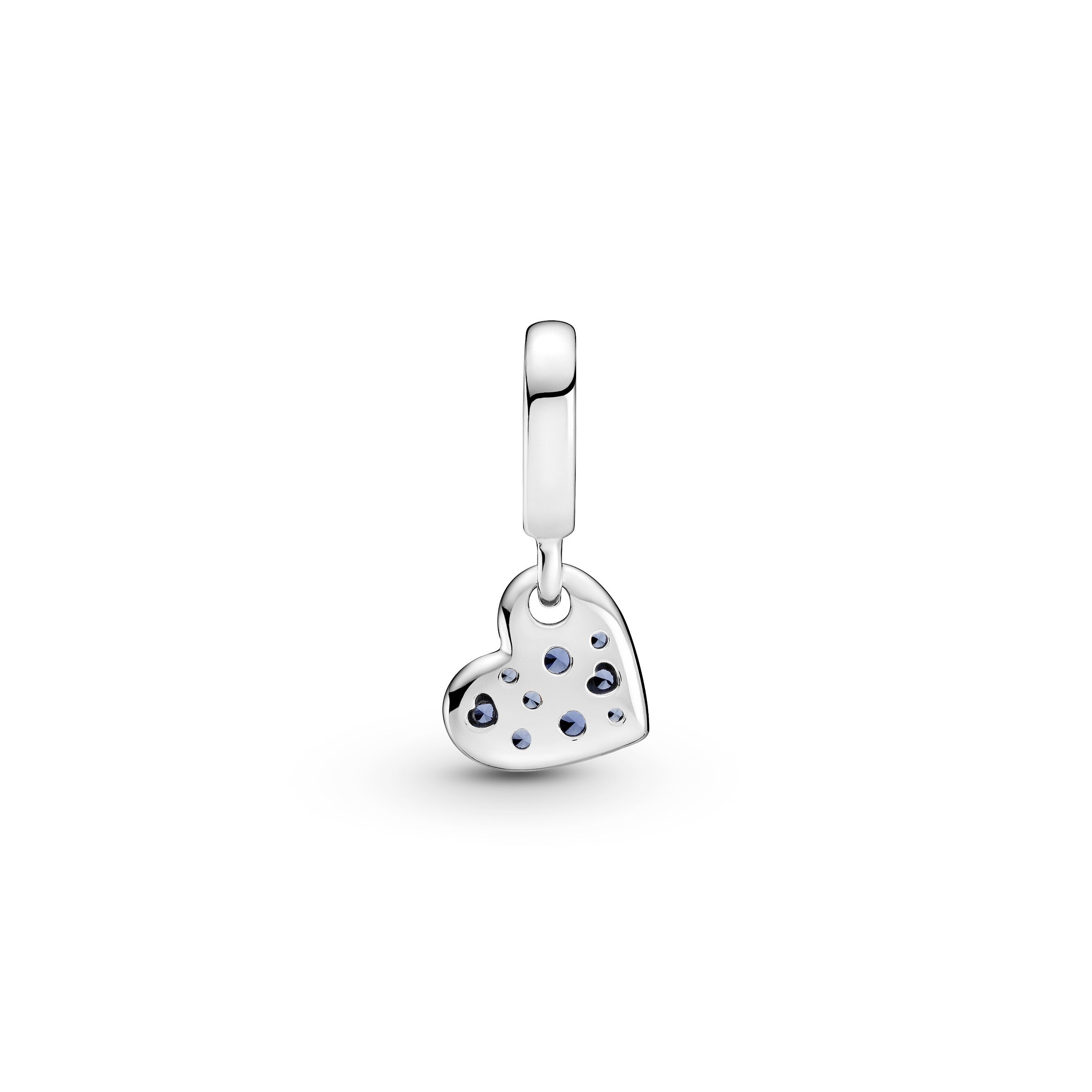 PANDORA Stellar Blue Pavé Tilted Heart Dangle Charm Crystals Charms Bracelet Charm Jewelry Gift