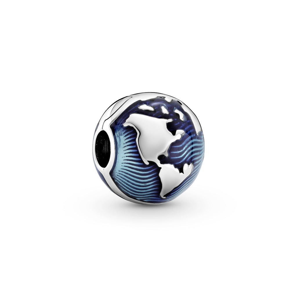 PANDORA Blue Globe Clip Charm Enamel Travel Charms Bracelet Charm Jewelry Gift