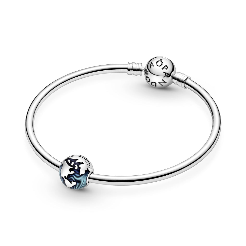 PANDORA Blue Globe Clip Charm Enamel Travel Charms Bracelet Charm Jewelry Gift