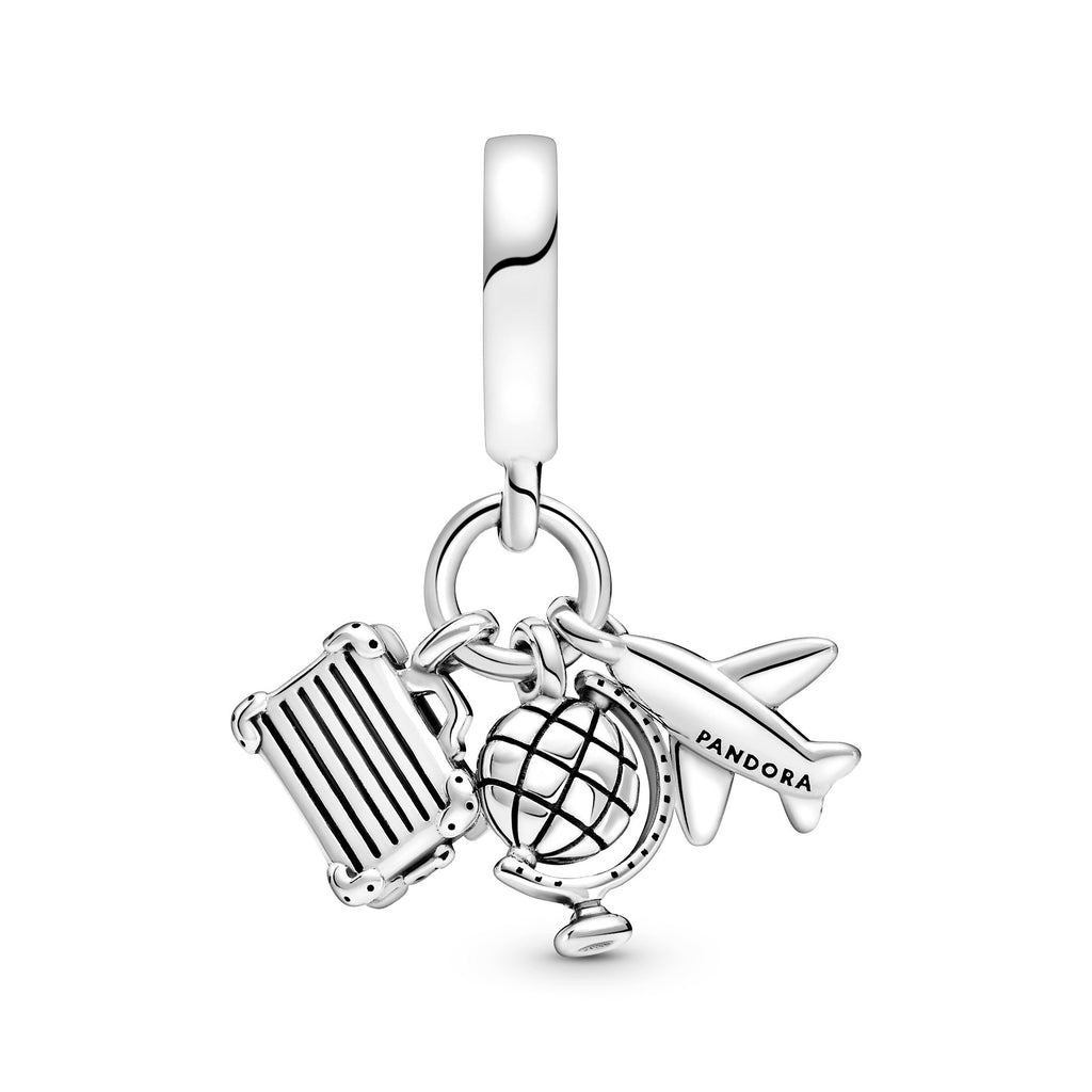 PANDORA Airplane Globe And Suitcase Dangle Charm Enamel Travel Charms Bracelet Charm Jewelry Gift