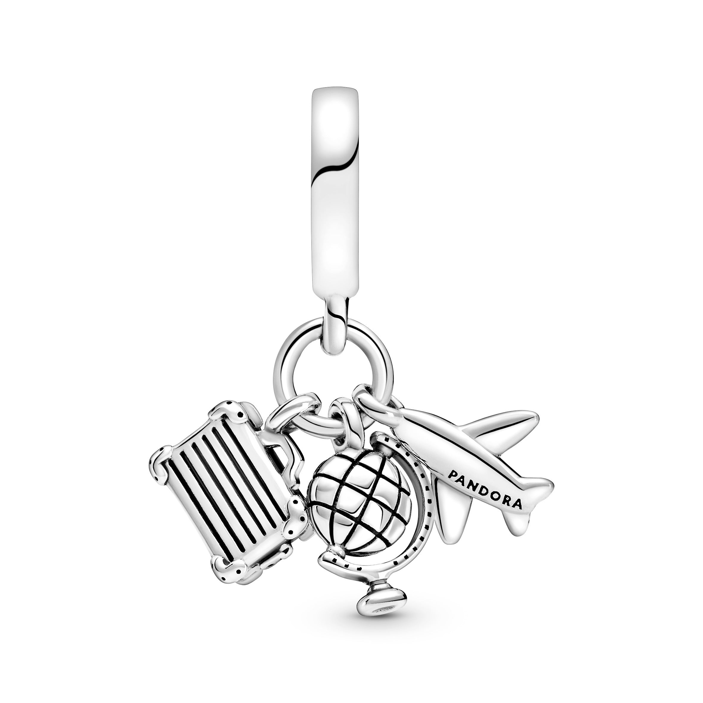 PANDORA Airplane Globe And Suitcase Dangle Charm Enamel Travel Charms Bracelet Charm Jewelry Gift