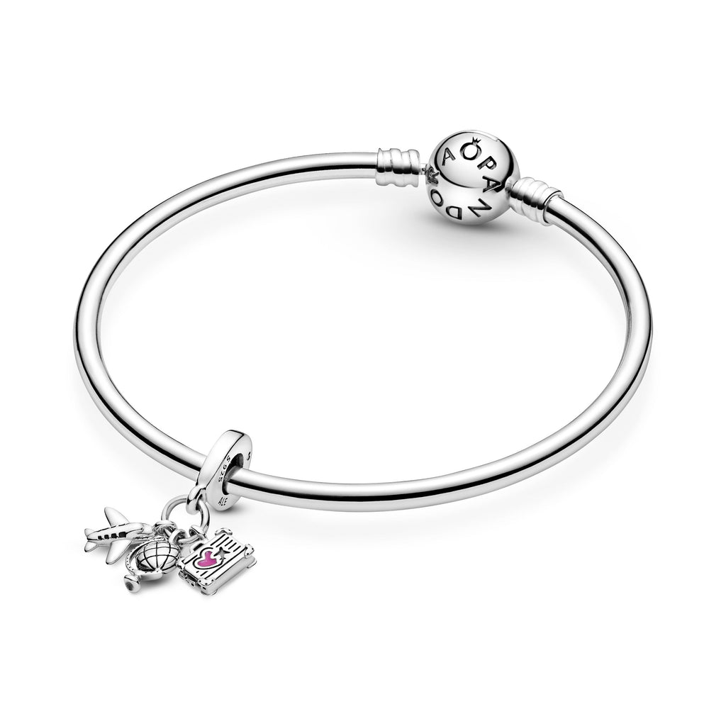PANDORA Airplane Globe And Suitcase Dangle Charm Enamel Travel Charms Bracelet Charm Jewelry Gift