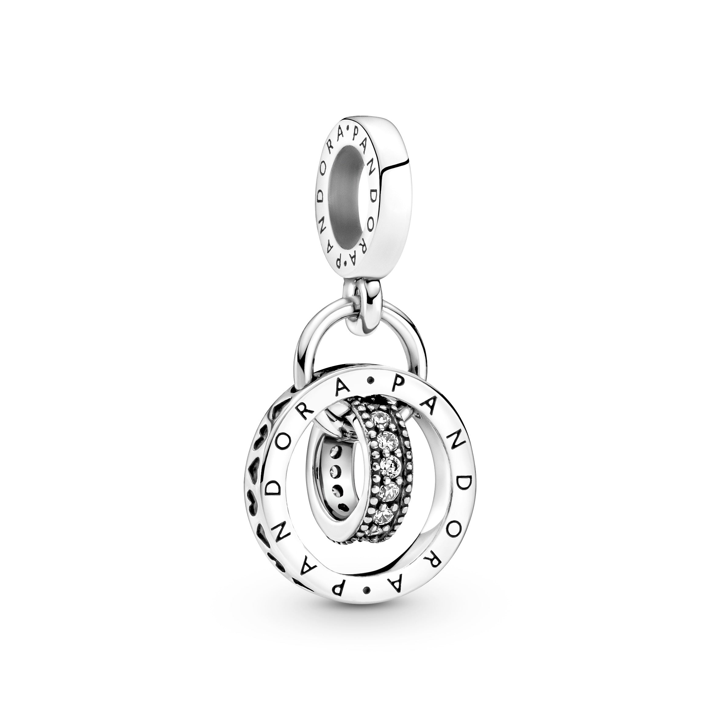 PANDORA Logo Circles Dangle Charm Cubic Zirconia Charms Bracelet Charm Jewelry Gift