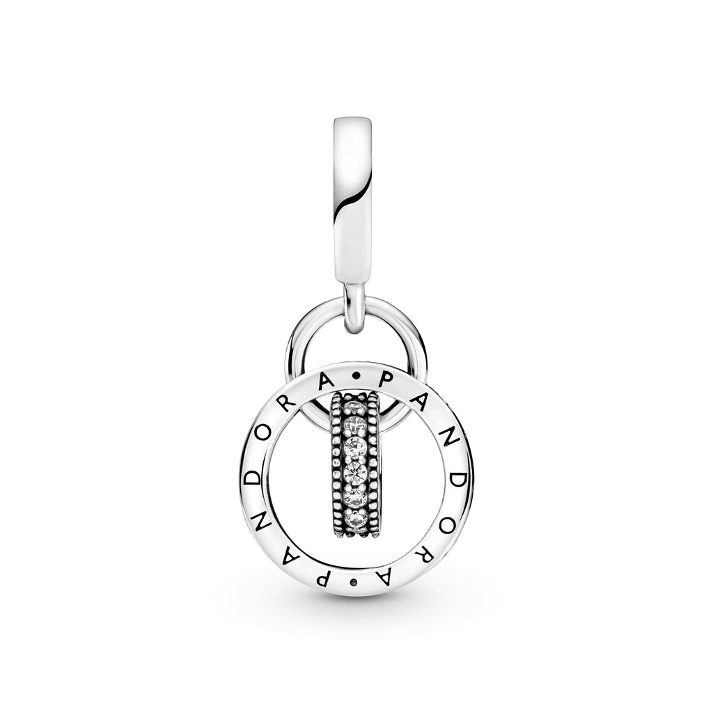 PANDORA Logo Circles Dangle Charm Cubic Zirconia Charms Bracelet Charm Jewelry Gift