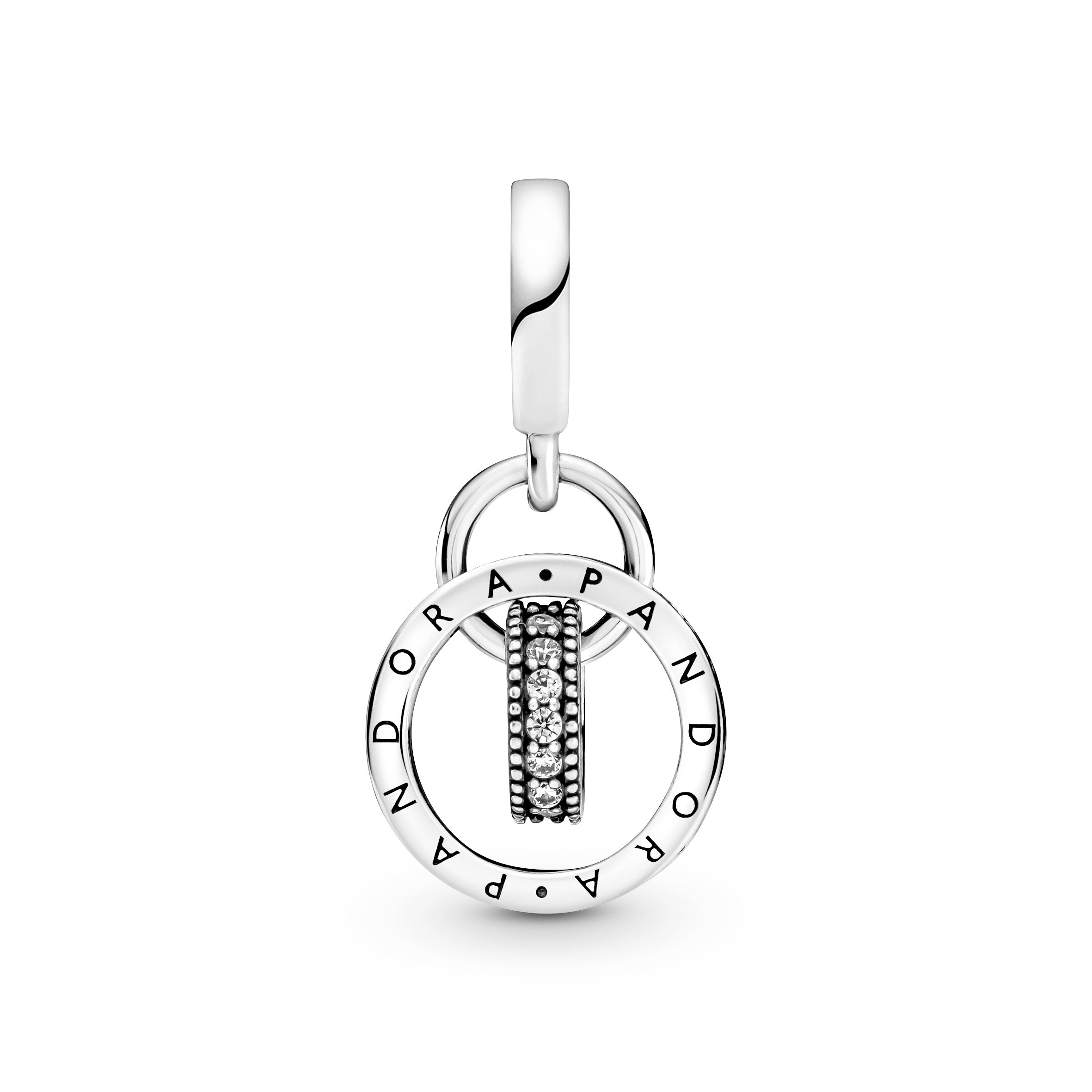 PANDORA Logo Circles Dangle Charm Cubic Zirconia Charms Bracelet Charm Jewelry Gift