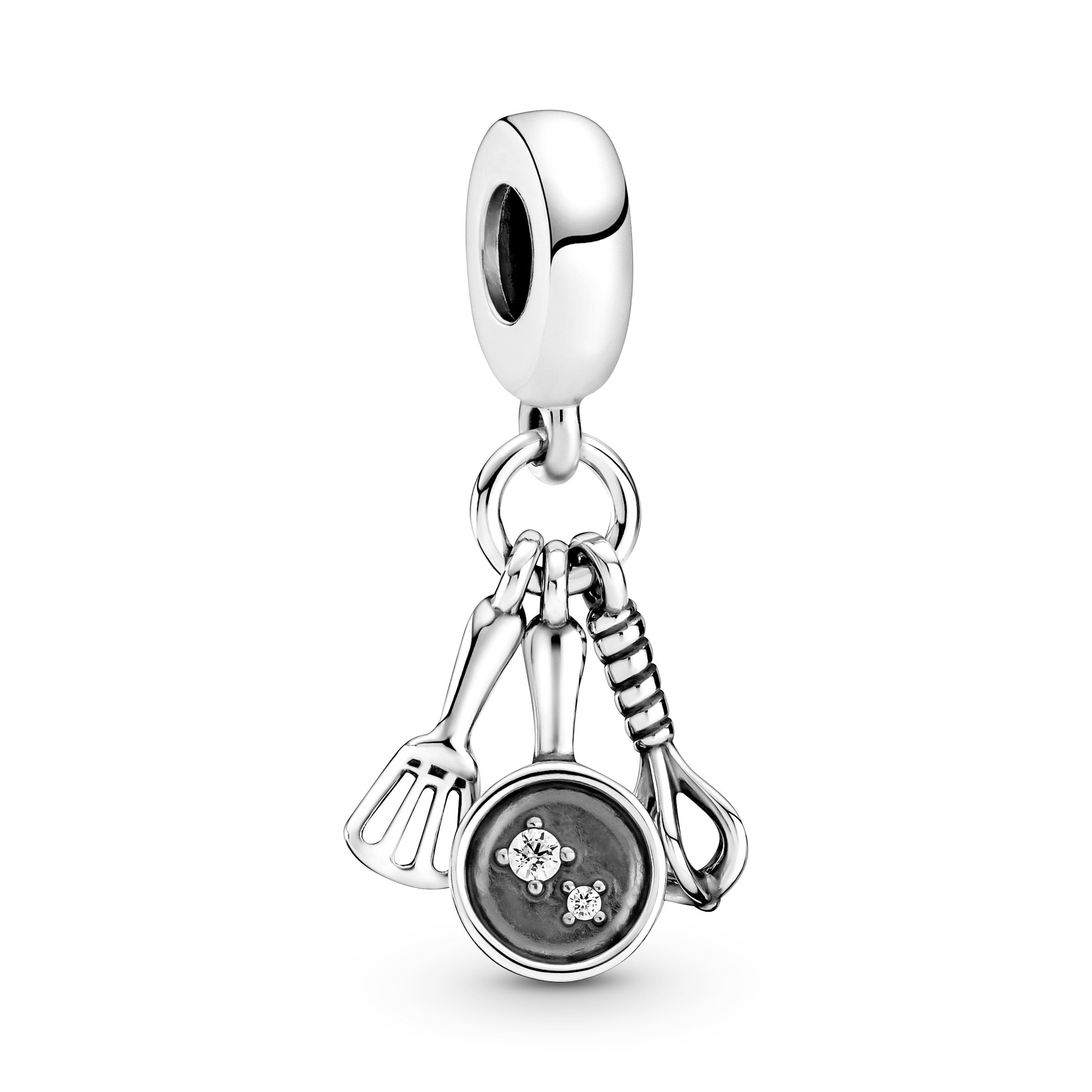 PANDORA Spatula Frying Pan And Whisk Dangle Charm Cubic Zirconia Charms Bracelet Charm Jewelry Gift