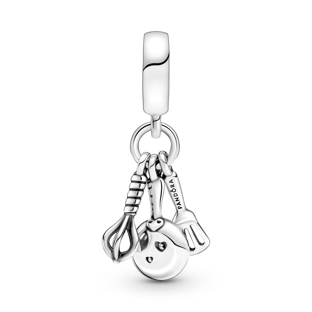 PANDORA Spatula Frying Pan And Whisk Dangle Charm Cubic Zirconia Charms Bracelet Charm Jewelry Gift