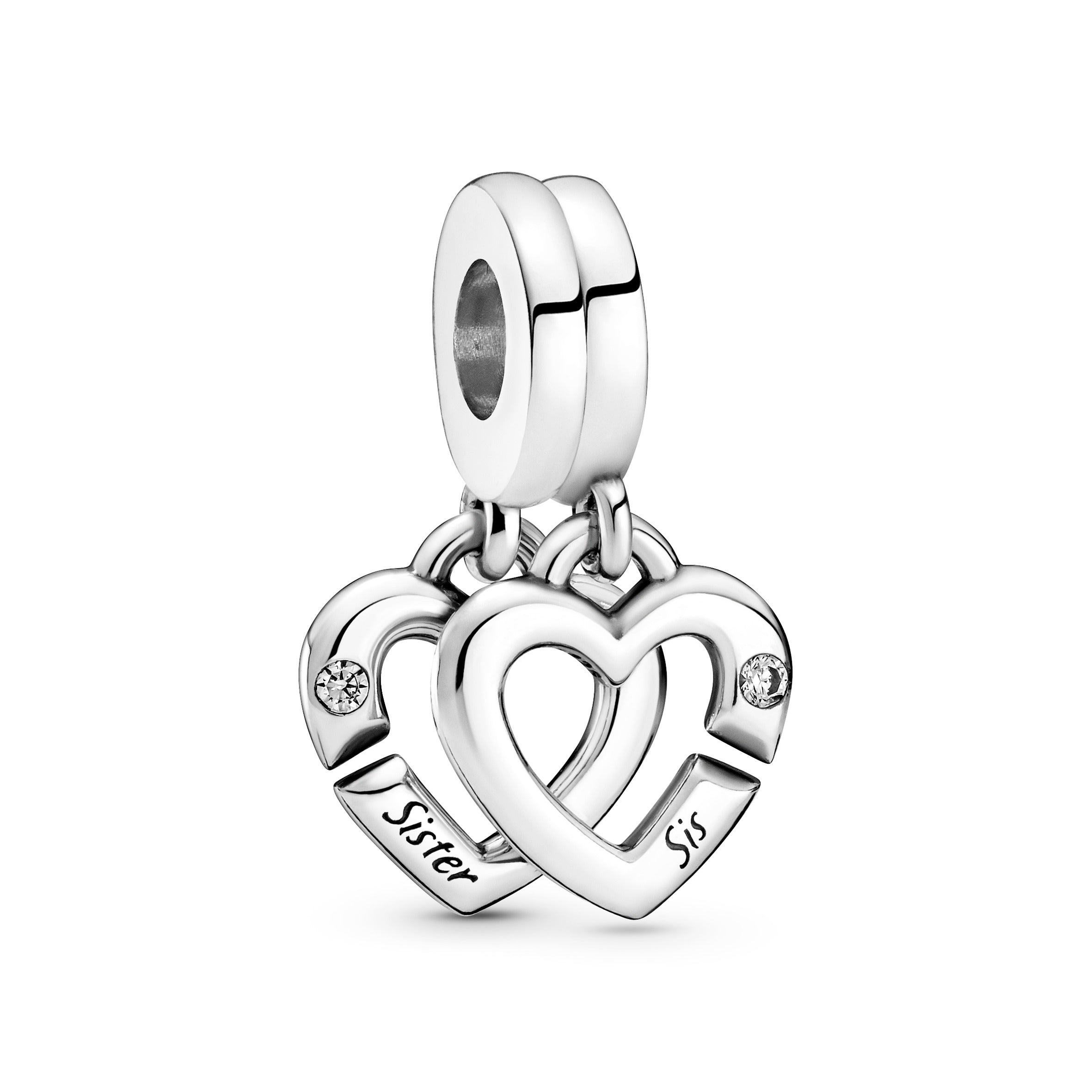 PANDORA Linked Sister Hearts Split Dangle Charm Cubic Zirconia Charms Bracelet Charm Jewelry Gift