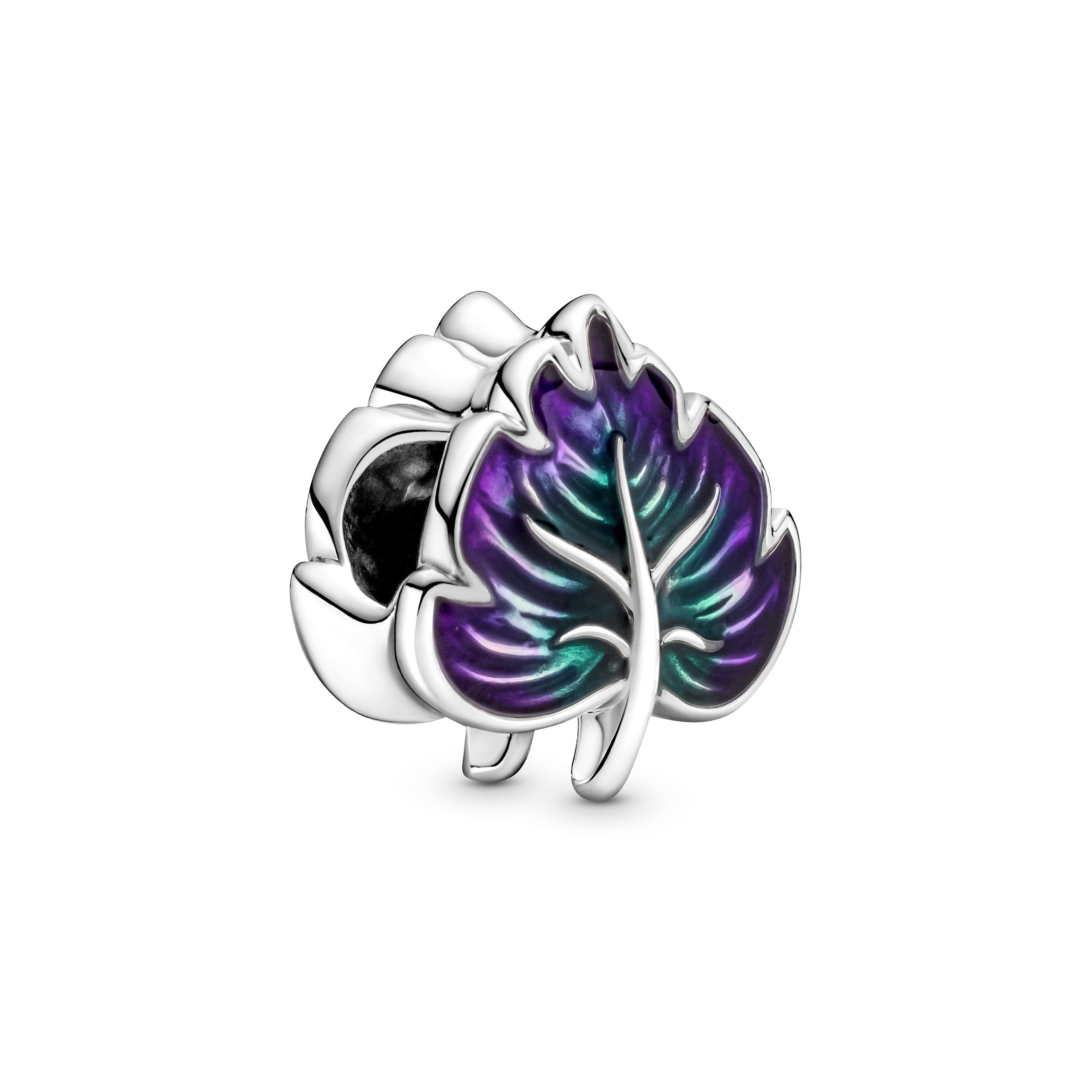 PANDORA Purple And Green Leaf Charm Enamel Charms Bracelet Charm Jewelry Gift