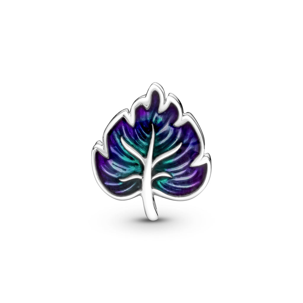 PANDORA Purple And Green Leaf Charm Enamel Charms Bracelet Charm Jewelry Gift