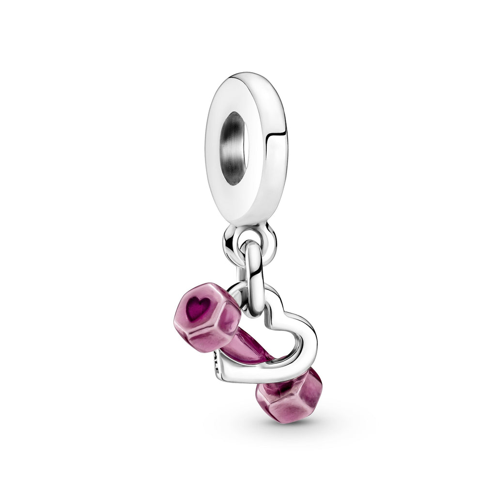 PANDORA Dumbbell And Heart Dangle Charm Enamel Charms Bracelet Charm Jewelry Gift