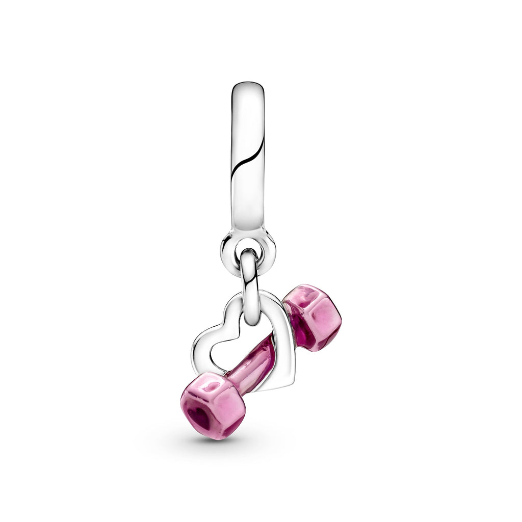 PANDORA Dumbbell And Heart Dangle Charm Enamel Charms Bracelet Charm Jewelry Gift