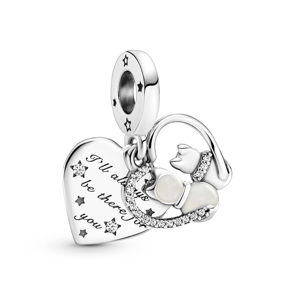 PANDORA Cats And Hearts Dangle Charm Cubic Zirconia Animals Charms Bracelet Charm Jewelry Gift