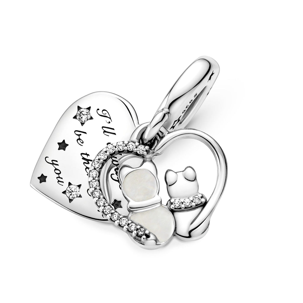 PANDORA Cats And Hearts Dangle Charm Cubic Zirconia Animals Charms Bracelet Charm Jewelry Gift