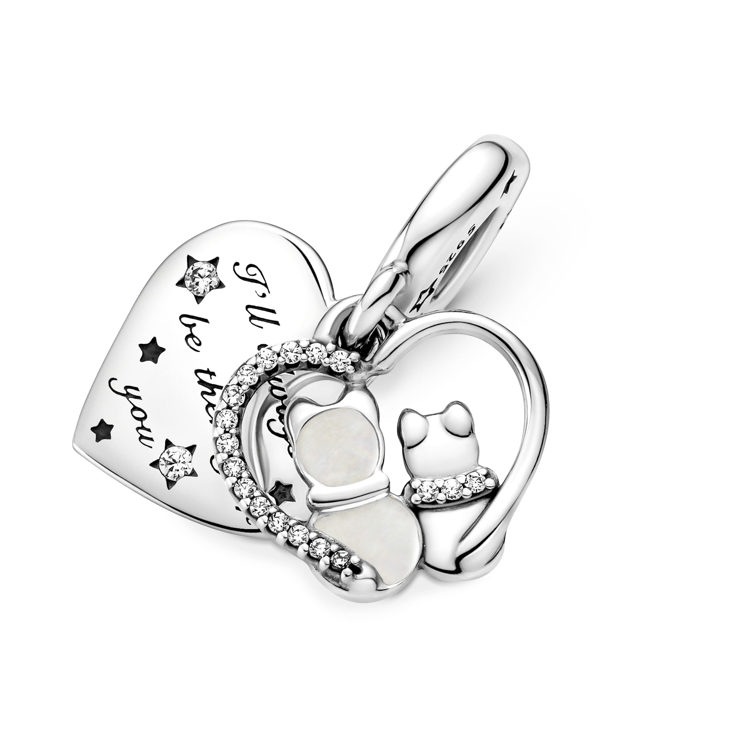 PANDORA Cats And Hearts Dangle Charm Cubic Zirconia Animals Charms Bracelet Charm Jewelry Gift