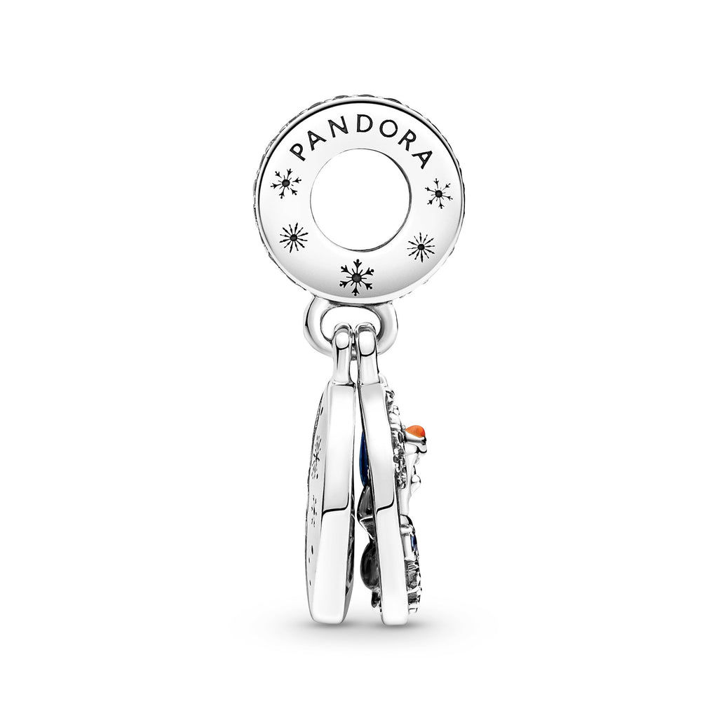 PANDORA Disney Frozen Snow Olaf Double Dangle Charm Enamel Charms Bracelet Charm Jewelry Gift