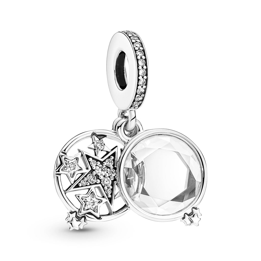 PANDORA Magnified Star Double Dangle Charm Cubic Zirconia Nature Charms Bracelet Charm Jewelry Gift