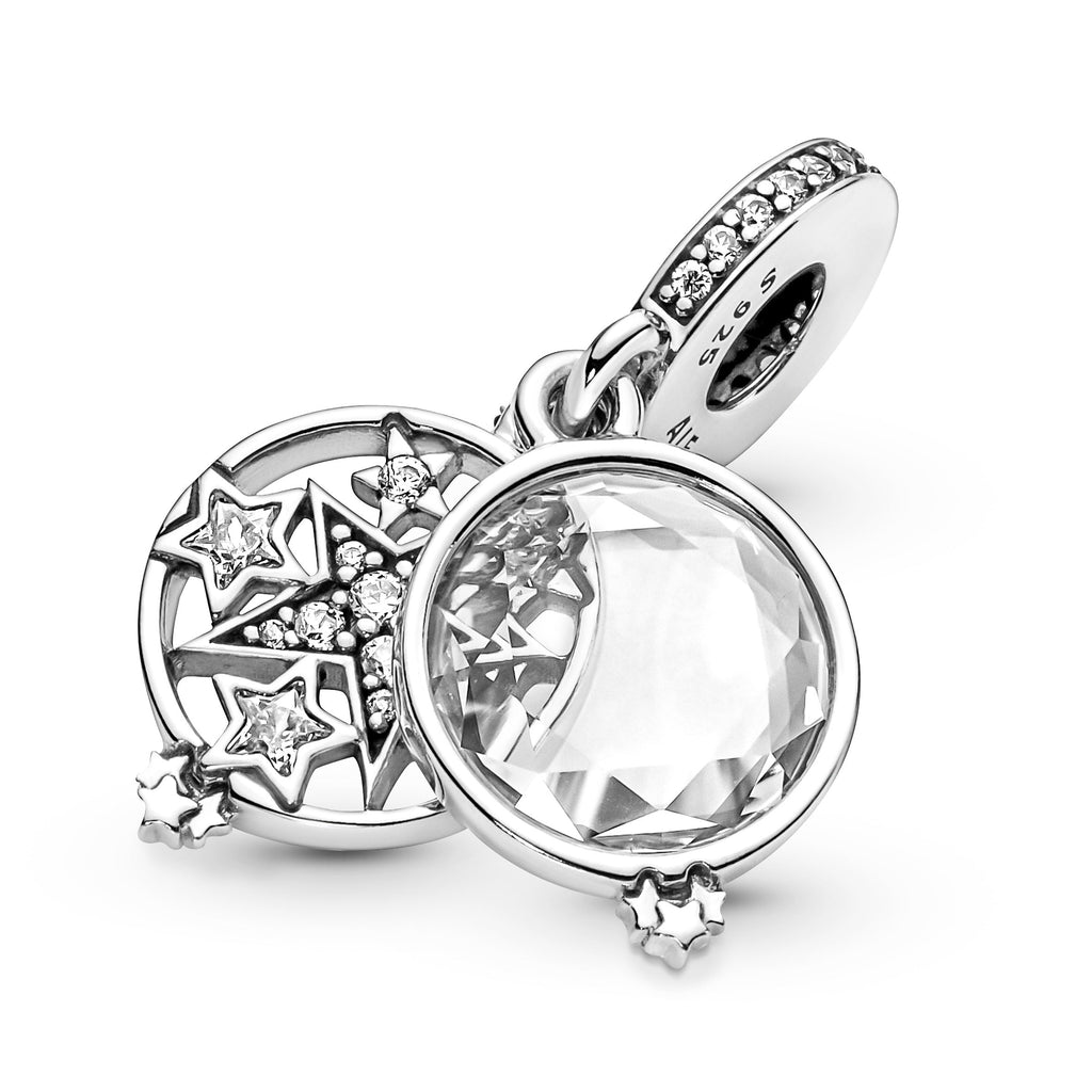 PANDORA Magnified Star Double Dangle Charm Cubic Zirconia Nature Charms Bracelet Charm Jewelry Gift
