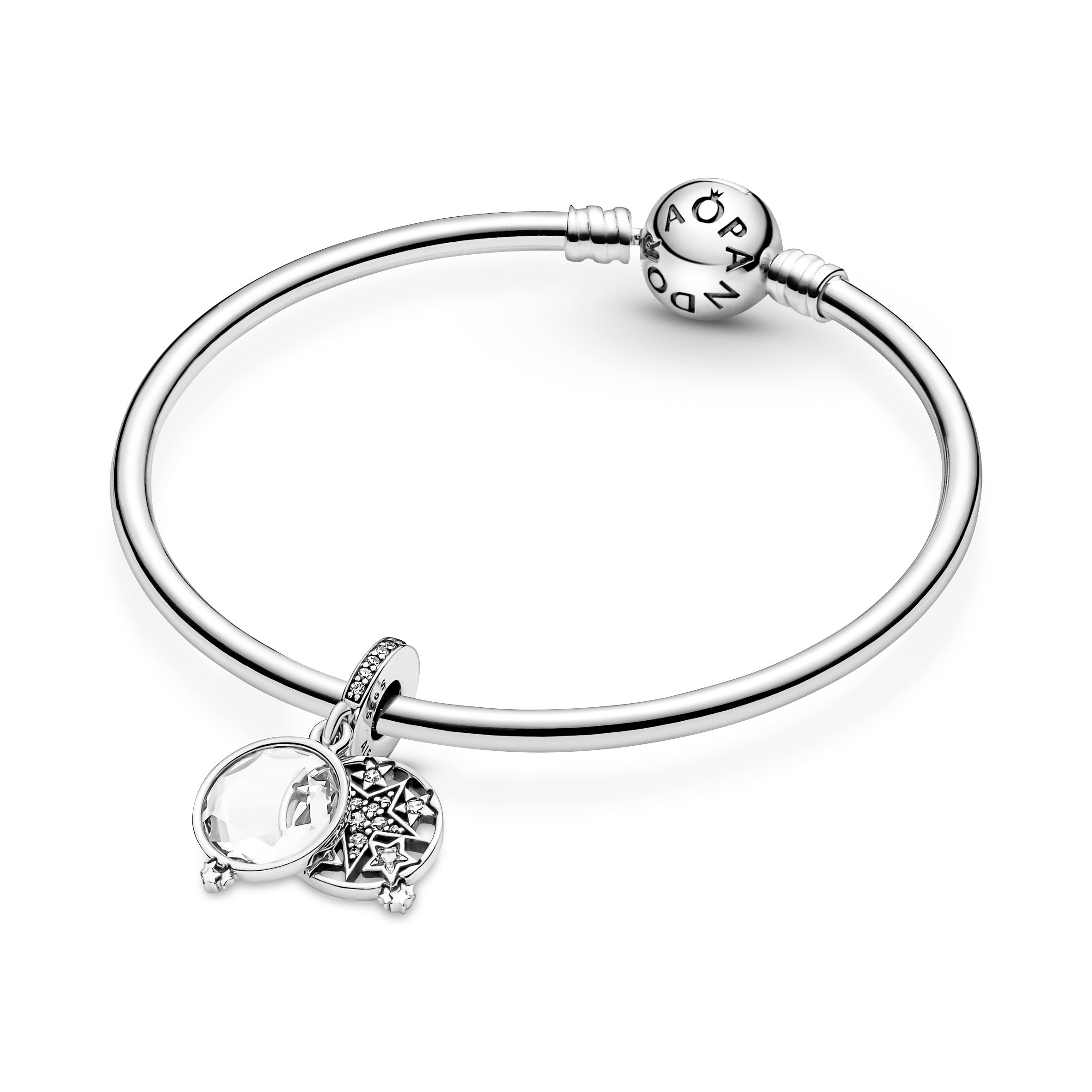 PANDORA Magnified Star Double Dangle Charm Cubic Zirconia Nature Charms Bracelet Charm Jewelry Gift
