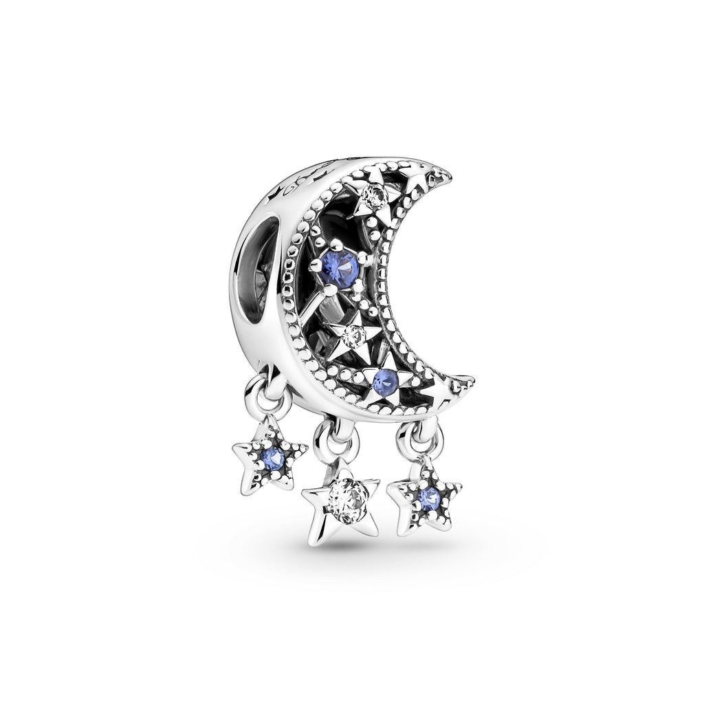 PANDORA Star And Crescent Moon Charm Cubic Zirconia Nature Charms Bracelet Charm Jewelry Gift