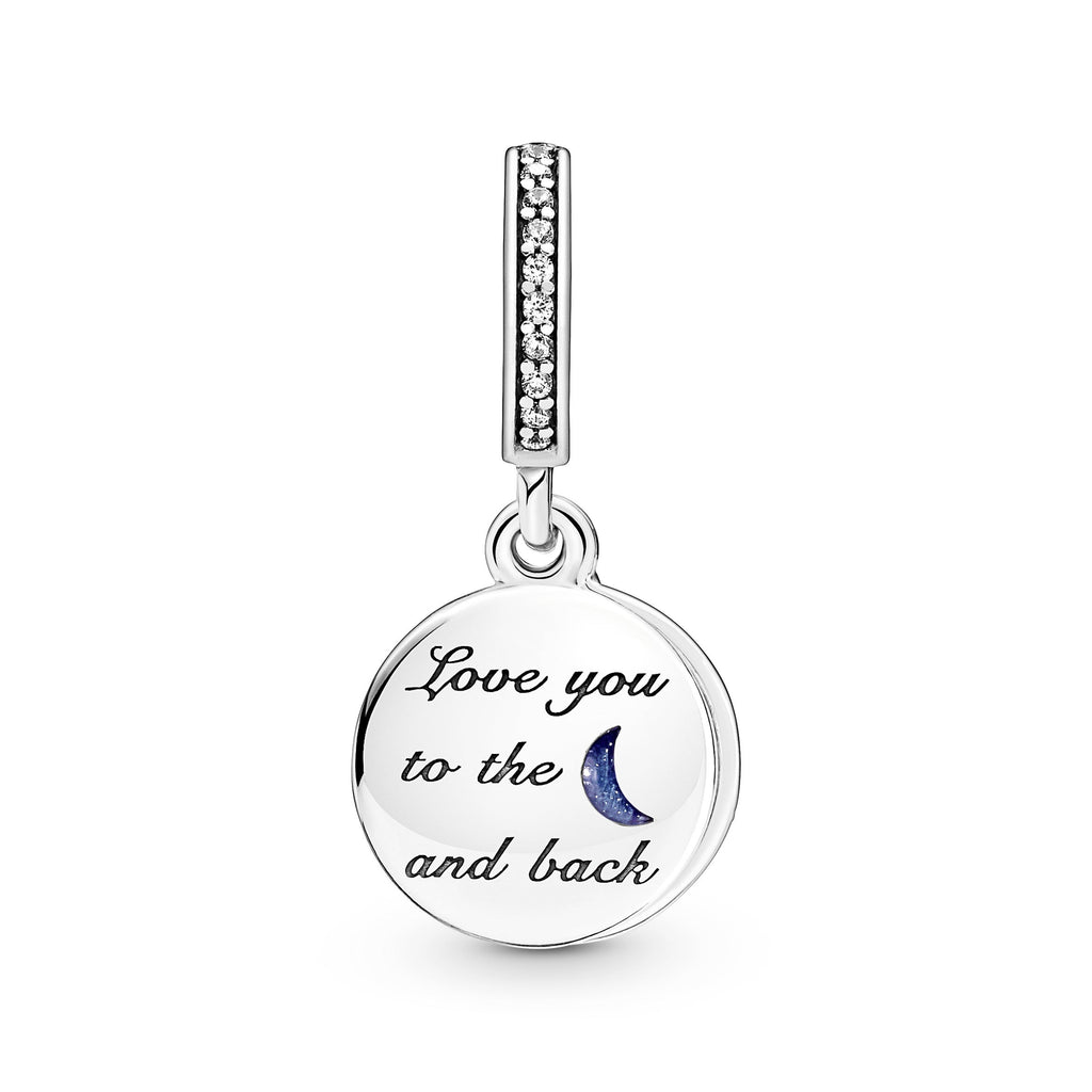 PANDORA Double Dangle Tree And Galaxy Moon Charm Sterling Silver Blue Nature Charms Bracelet Charm Jewelry Gift