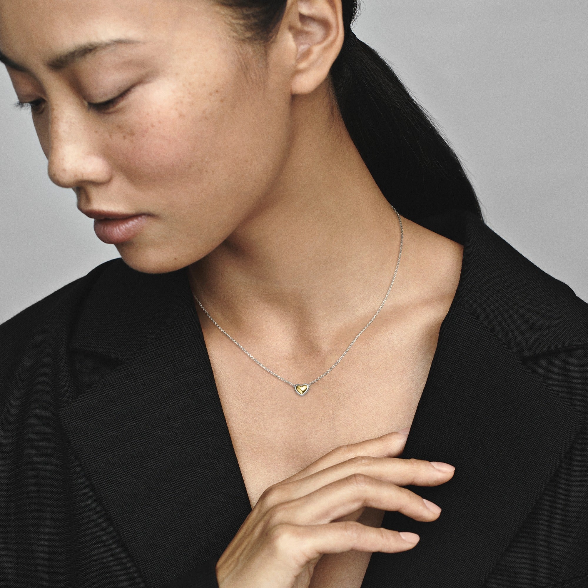 PANDORA Domed Golden Heart Collier Necklace 14K Gold Necklaces And Pendants Pendant Necklace Jewelry Gift