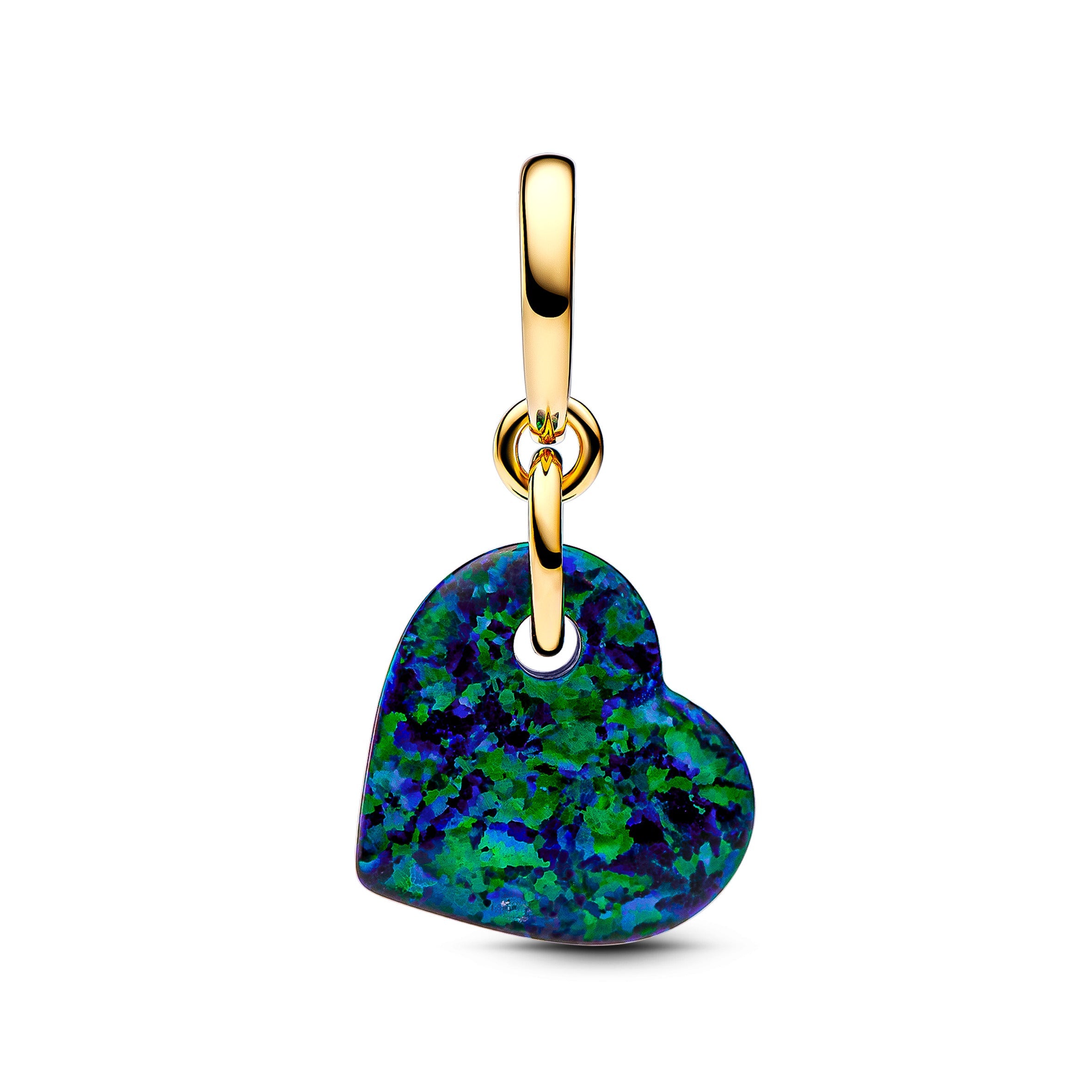 PANDORA Opalescent Green Heart Dangle Charm 14K Gold Plated Unique Metal Blend Love Charms Bracelet Charm Jewelry Gift