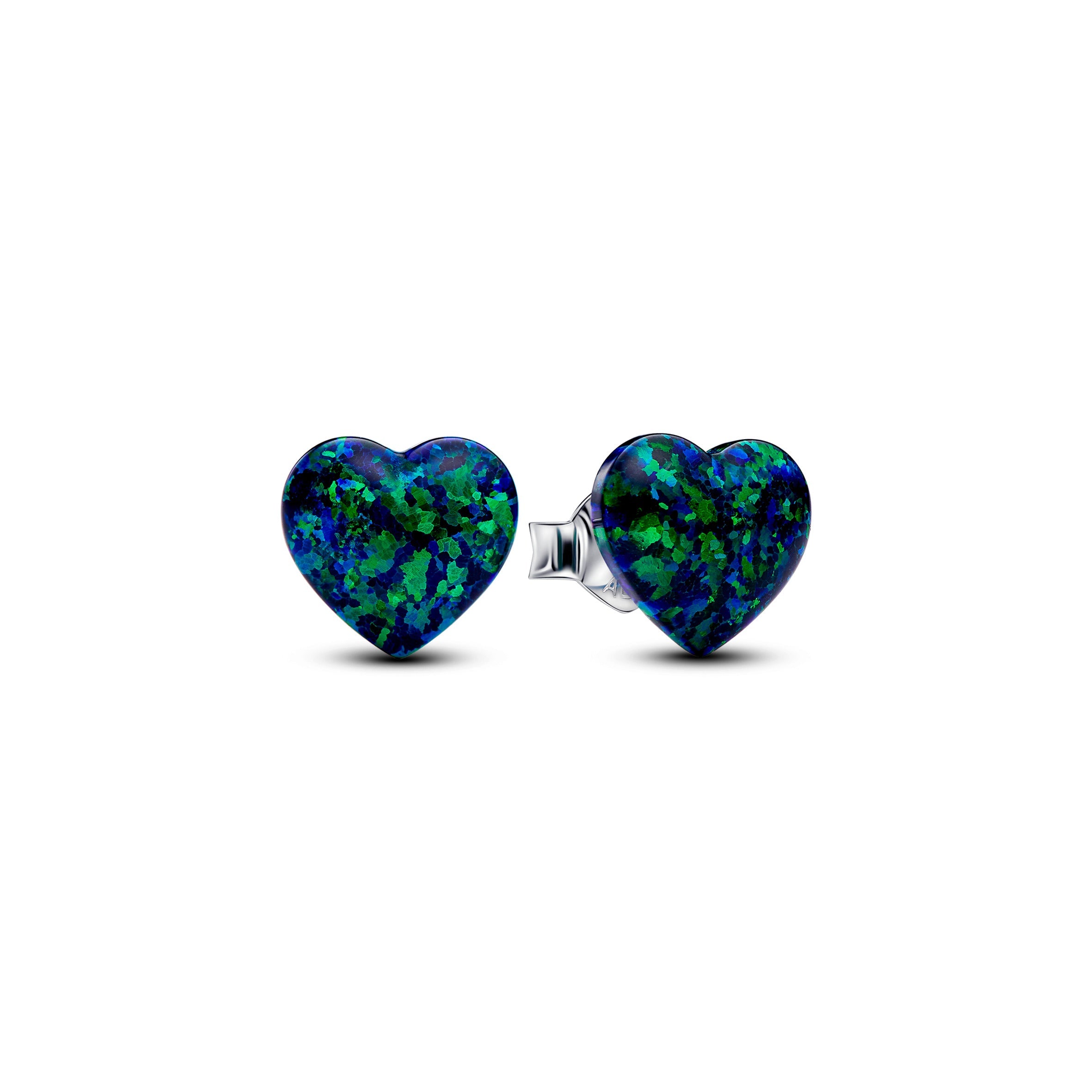 PANDORA Opalescent Green Heart Stud Earrings Lab Created Opal Colours Statement Ring Jewelry Gift
