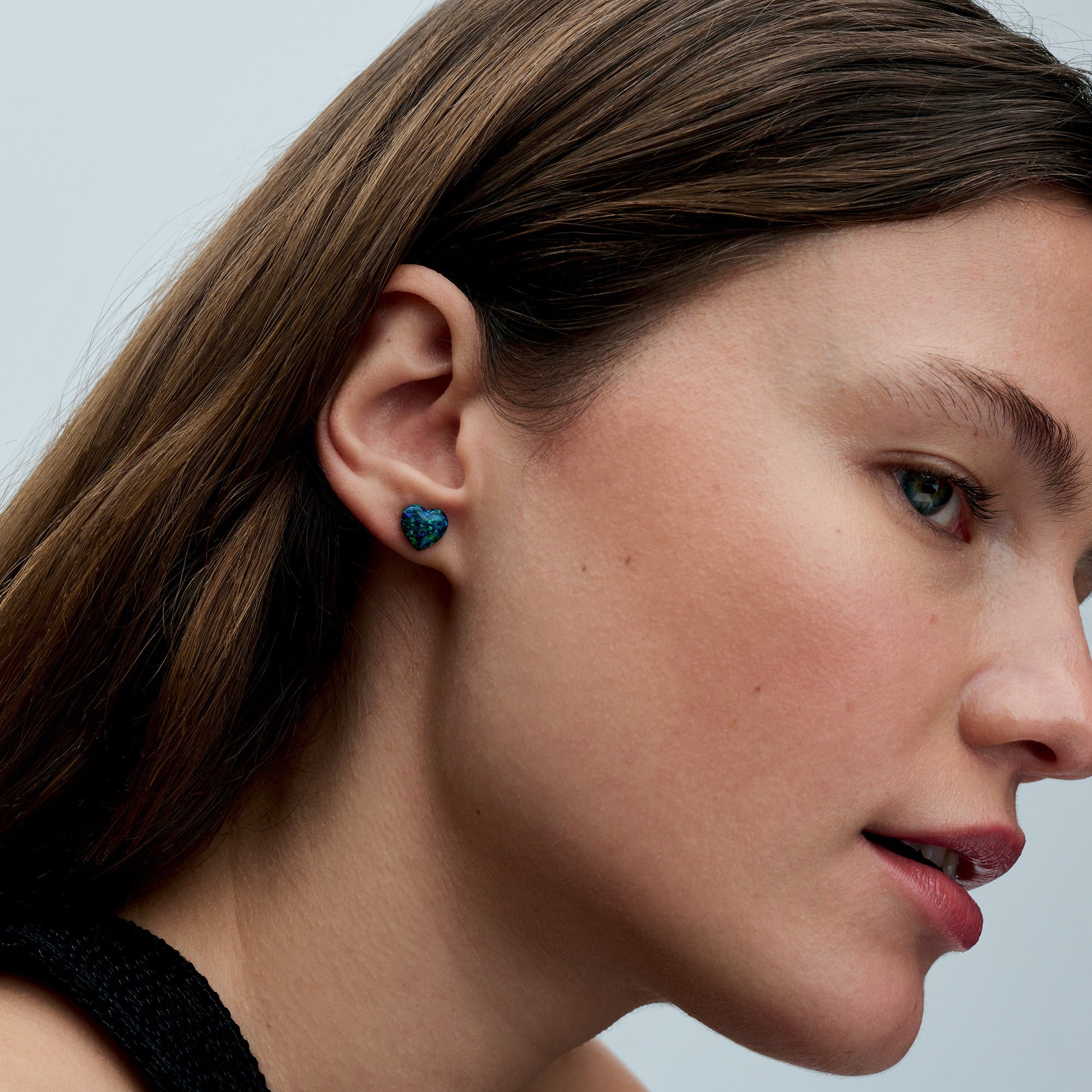 PANDORA Opalescent Green Heart Stud Earrings Lab Created Opal Colours Statement Ring Jewelry Gift