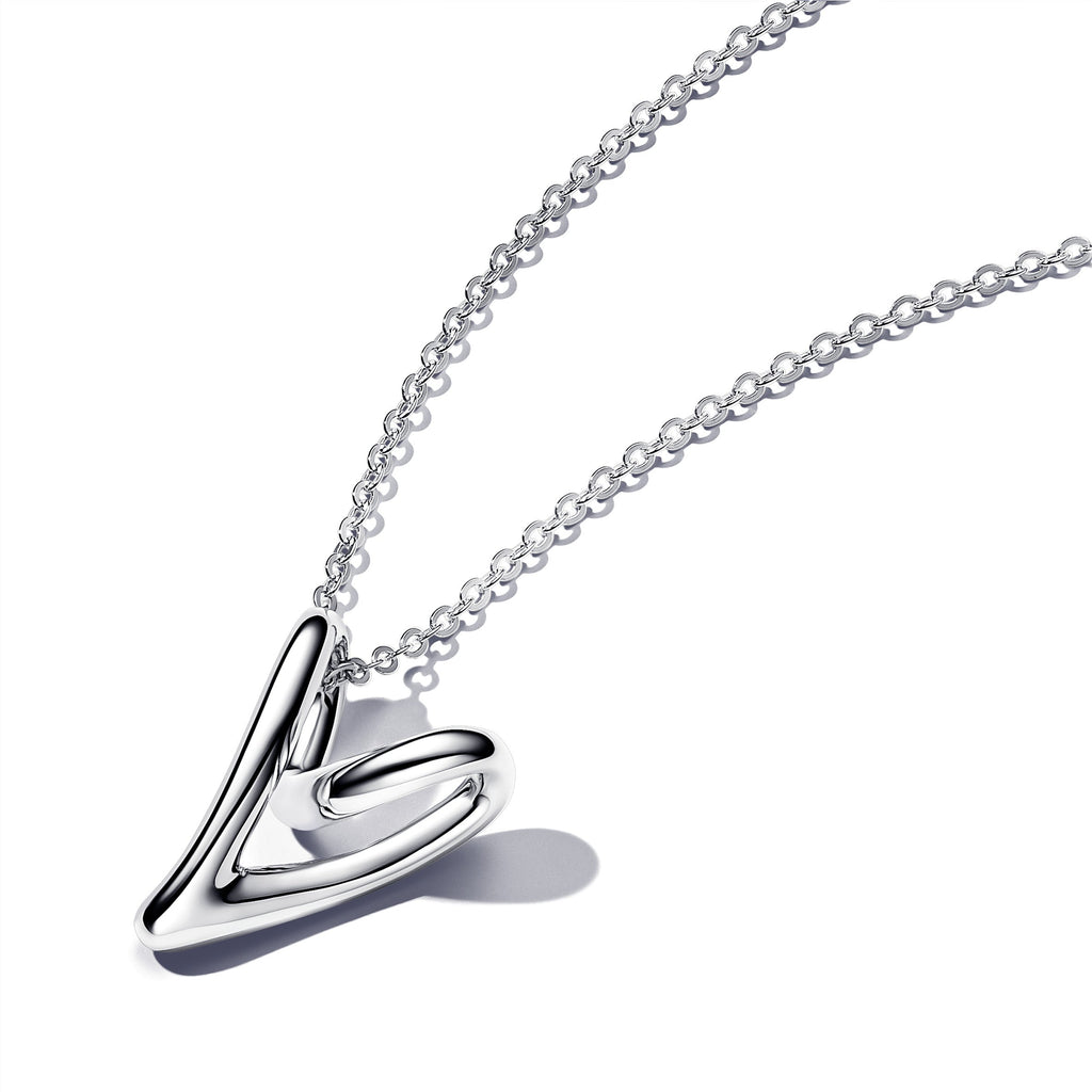 PANDORA Organically Shaped Heart Pendant Necklace Sterling Silver Love Necklaces Jewelry Gift
