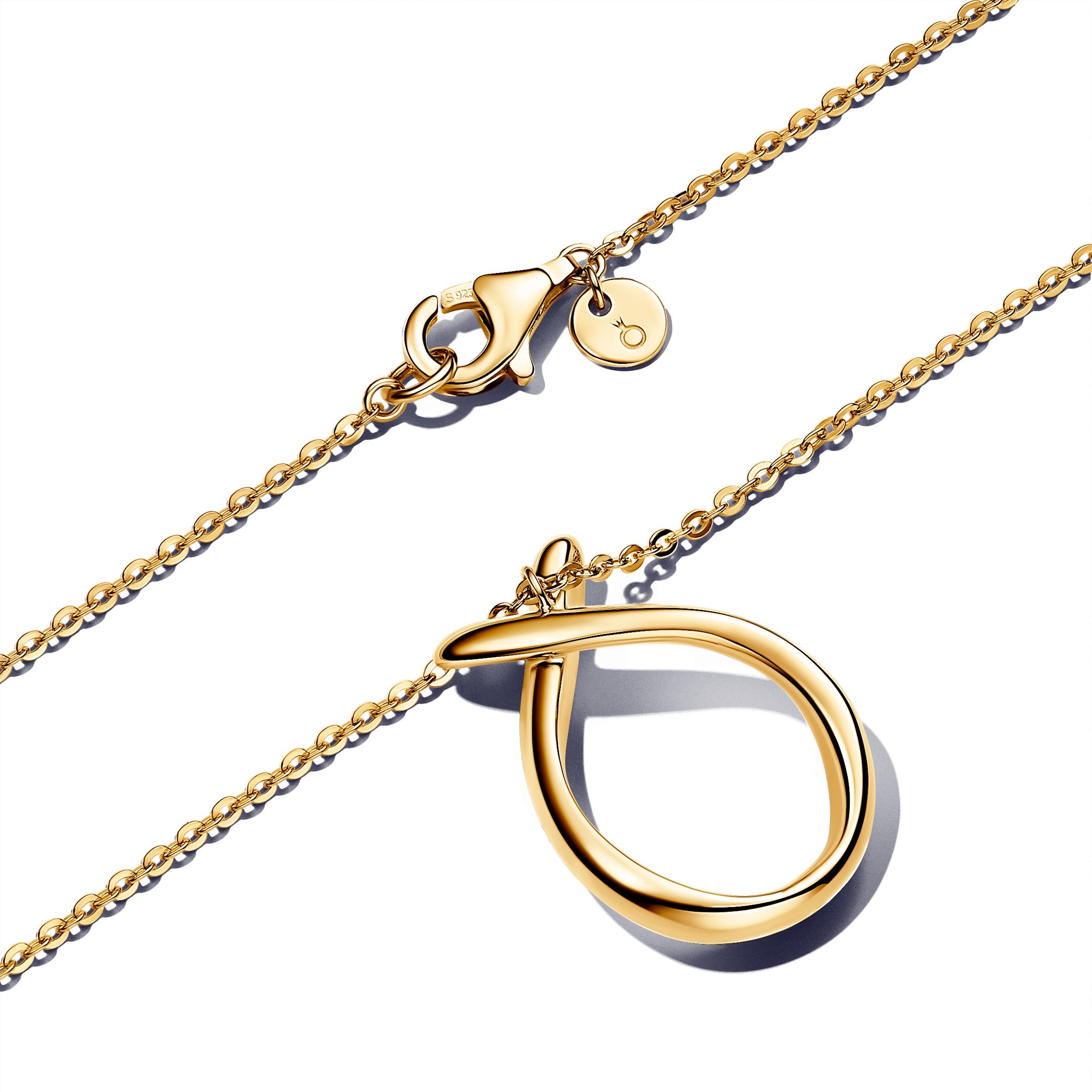 PANDORA Organically Shaped Pendant Necklace 14K Gold Plated Unique Metal Blend Nature Necklaces Jewelry Gift