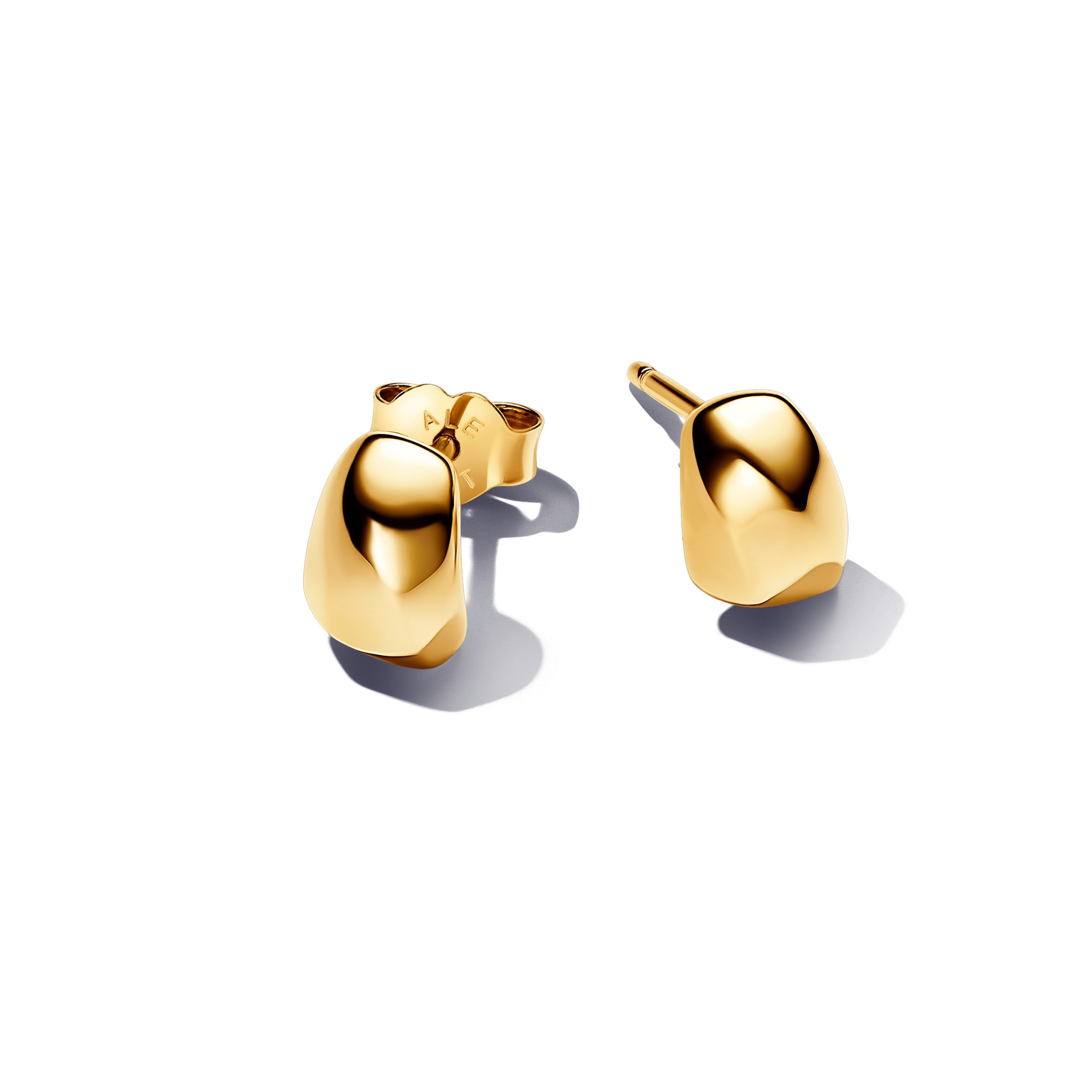 PANDORA Organically Shaped Stud Earrings 14K Gold Plated Unique Metal Blend Statement Ring Jewelry Gift