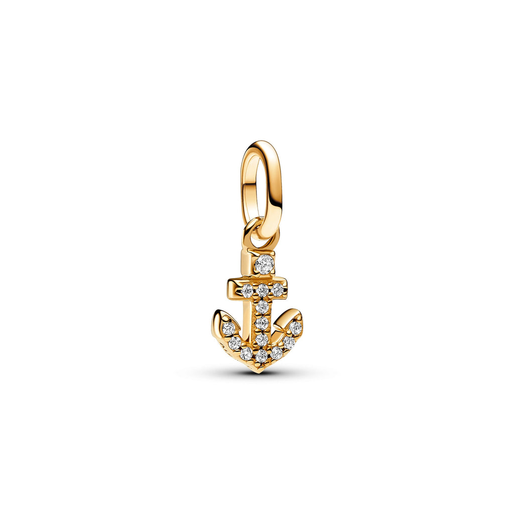 PANDORA ME Anchor Mini Dangle Charm 14K Gold Plated Unique Metal Blend Clear Symbols Charms Bracelet Charm Jewelry Gift