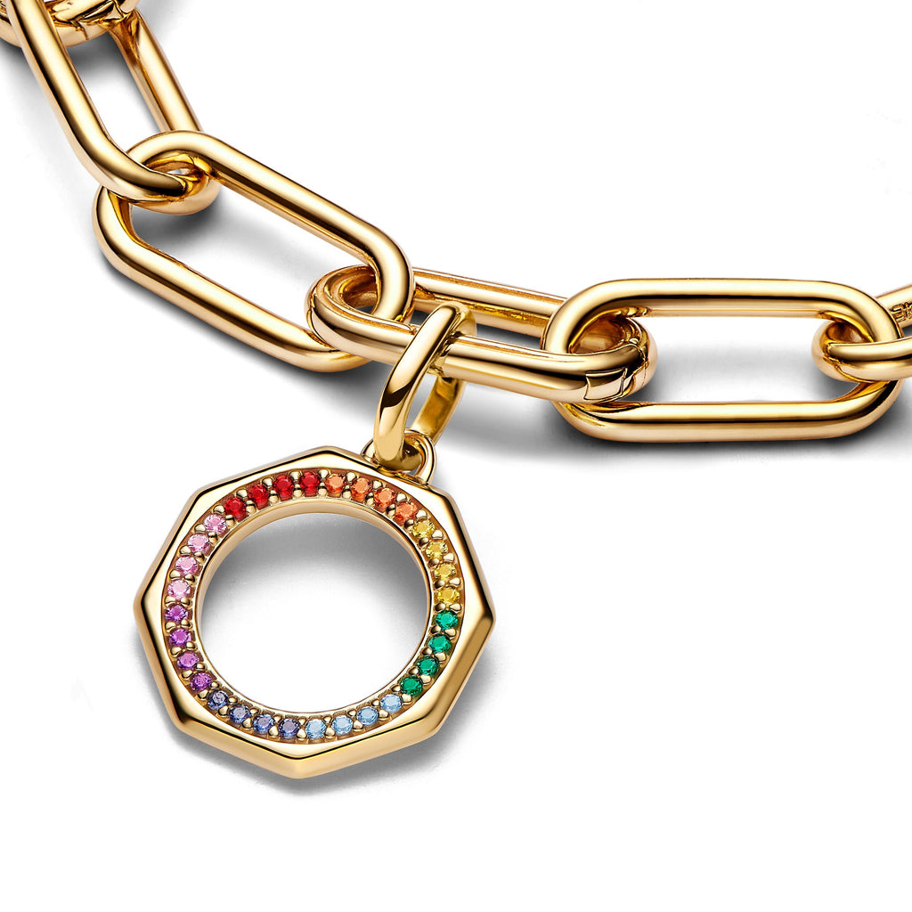 PANDORA ME Rainbow Medallion Charm 14K Gold Plated Unique Metal Blend Colours Charms Bracelet Charm Jewelry Gift