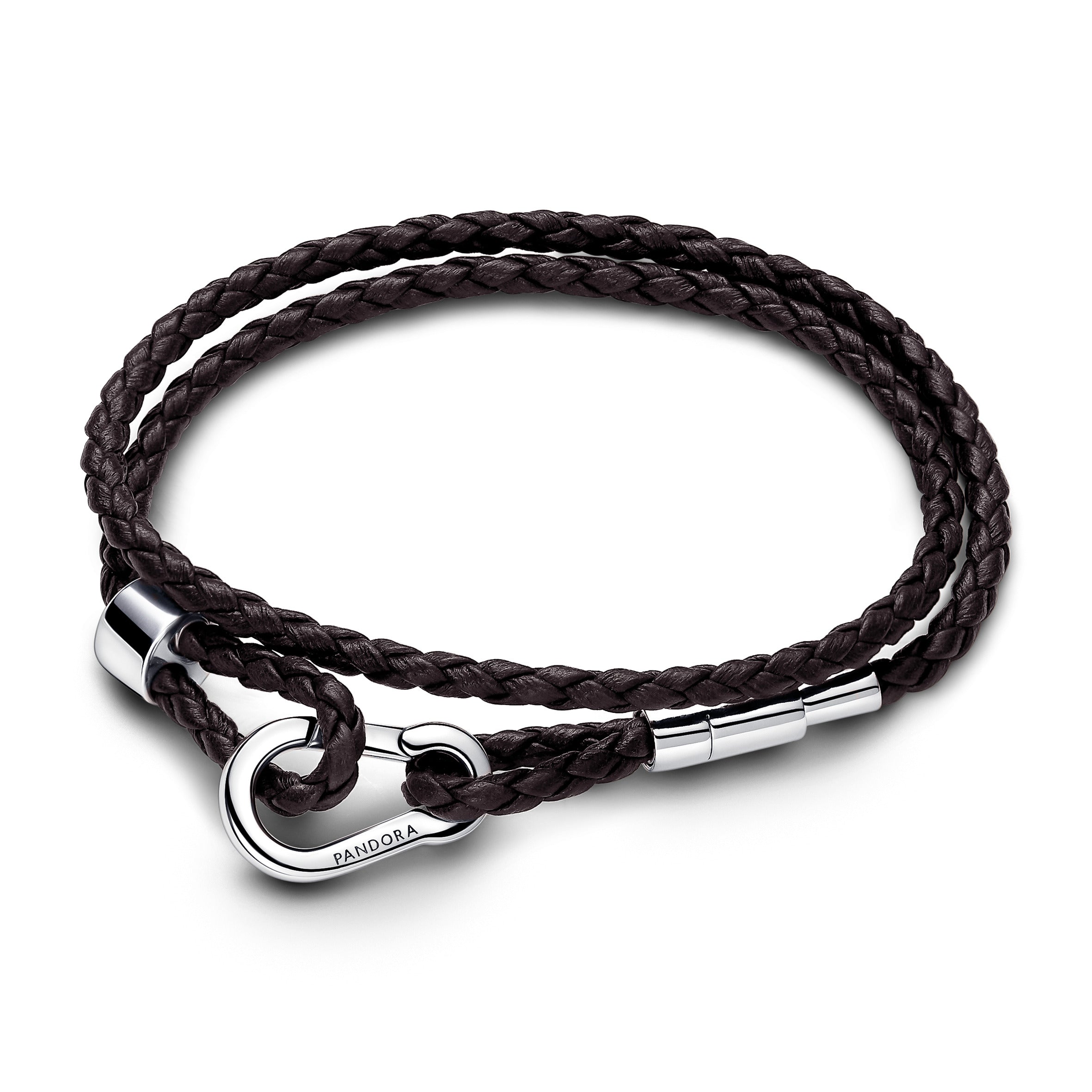 PANDORA Moments Brown Braided Double Leather Bracelet Bracelets Chain Bracelet Jewelry Gift